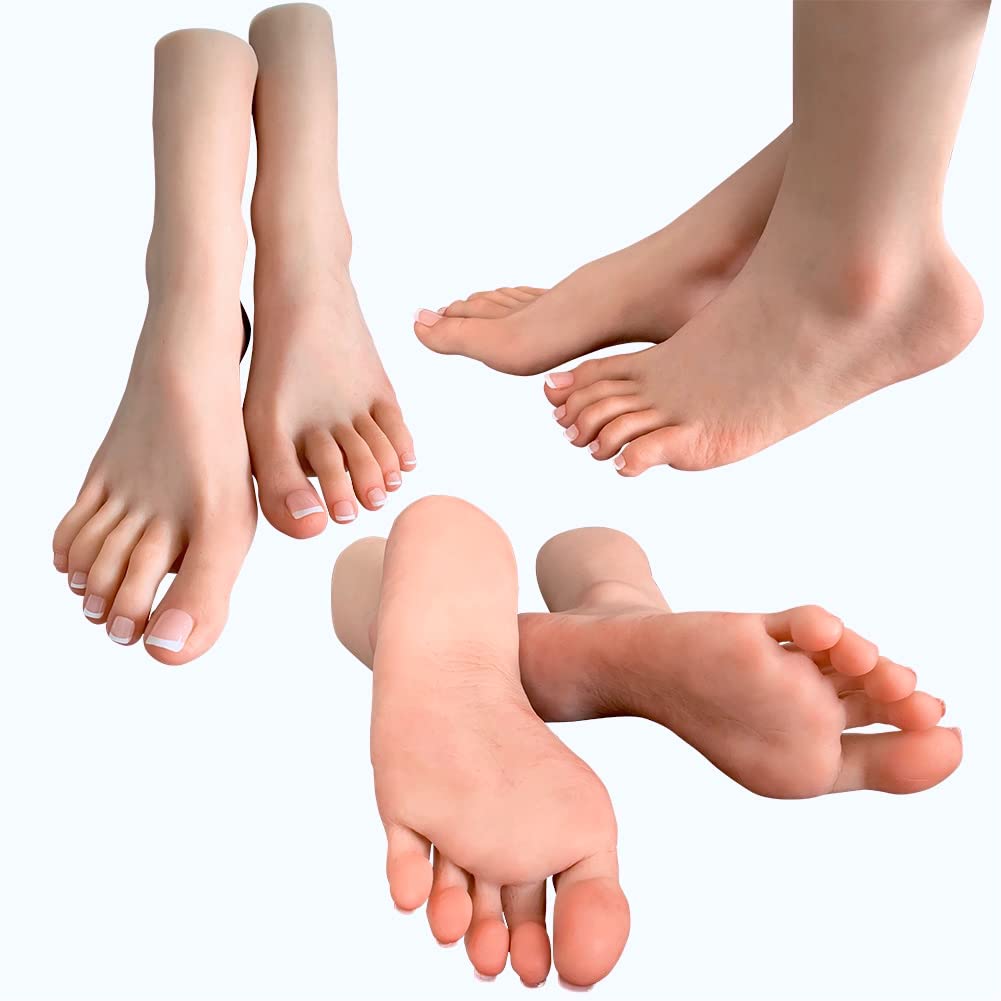 Realistic Silicone Life-Size Female Feet Model - Perfect for Jewelry, Sandals & Socks Display - Art Collection with Detailed Nails (1 Pair) - Great for Retail Stores, Photography Props & Shoe Fitting