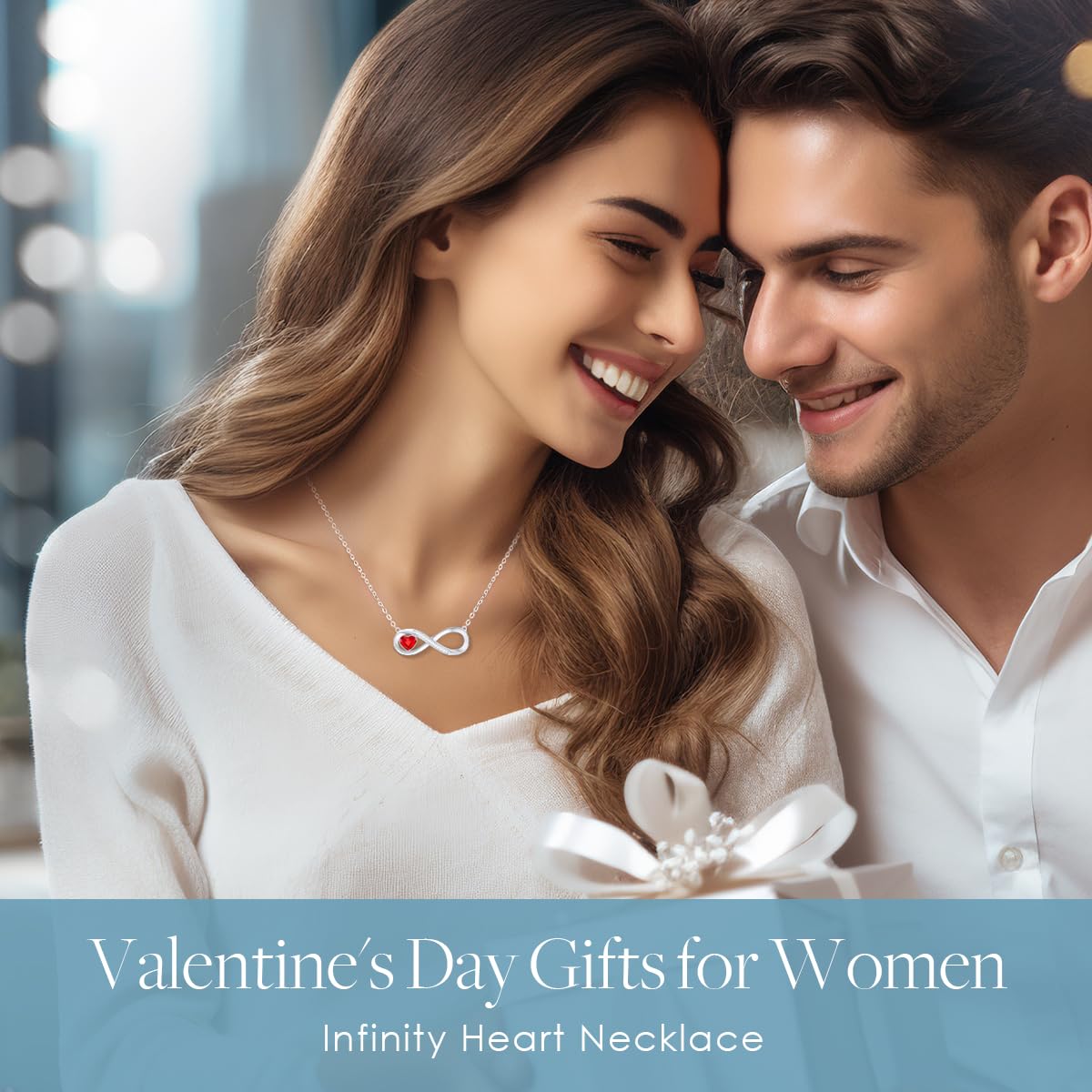 LOUISA SECRET Infinity Love Heart Crystal Necklace for Women - 925 Sterling Silver Pendant with Cubic Zirconia - Elegant Jewelry Gift for Wife, Mother, Sister, Daughter - Perfect for Birthday, Mother's Day & Christmas - Ideal for Date Nights, Anniversaries & Special Occasions