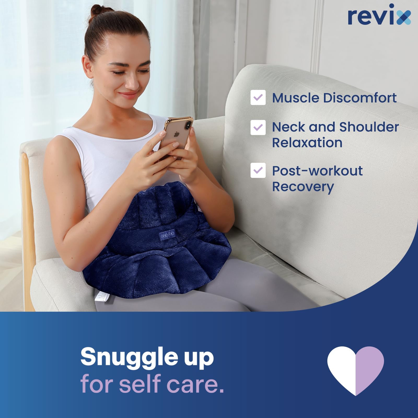 REVIX Weighted Microwave Heating Pad for Neck, Shoulders & Back Pain Relief - Herbal Scented Hot Wrap with Moist Heat Therapy - Perfect for Relaxation, Muscle Pain & Stress Relief at Home or Office