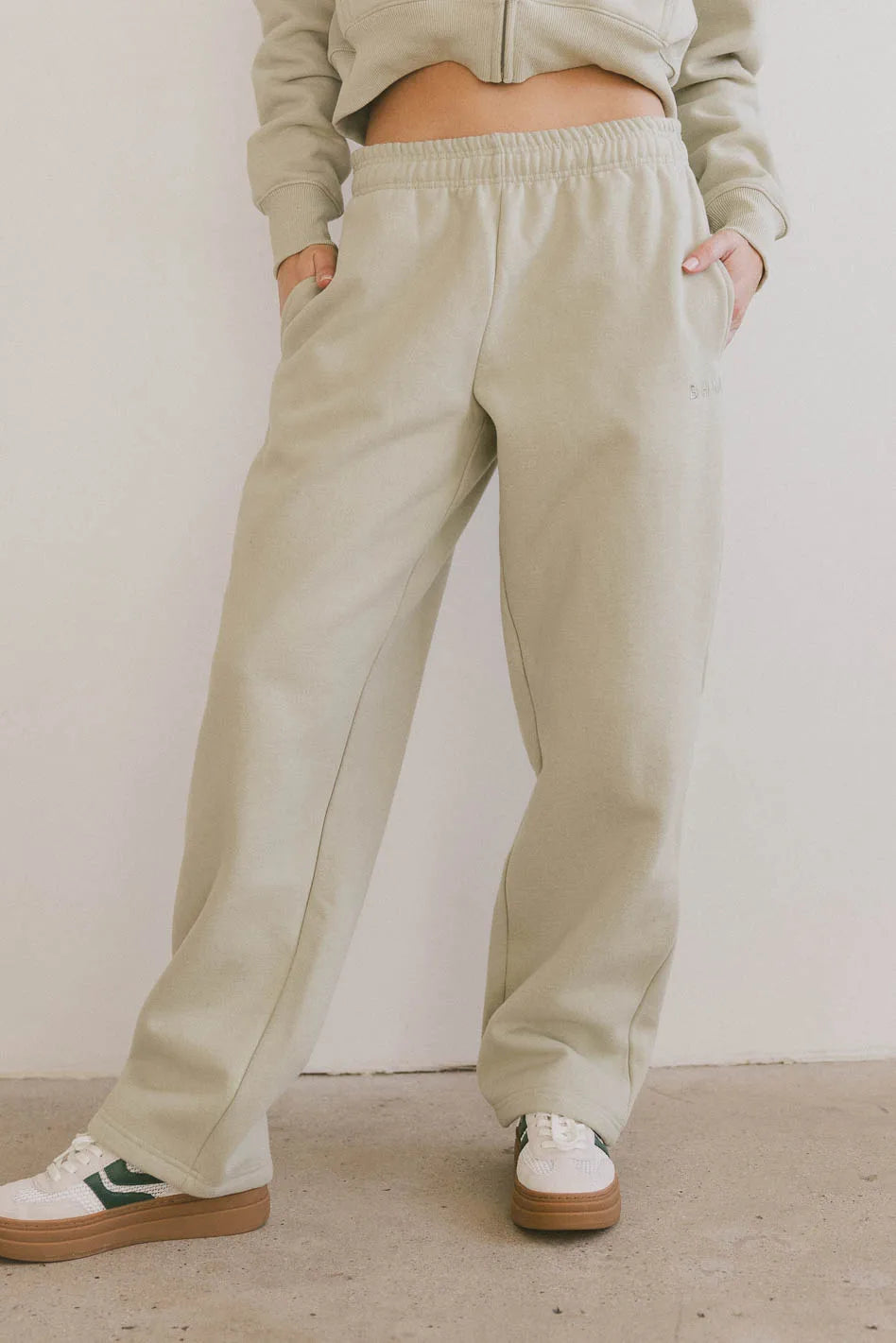 Ezra Women's Sage Green Sweatpants - Soft High Waist Joggers for Yoga, Lounge & Casual Wear