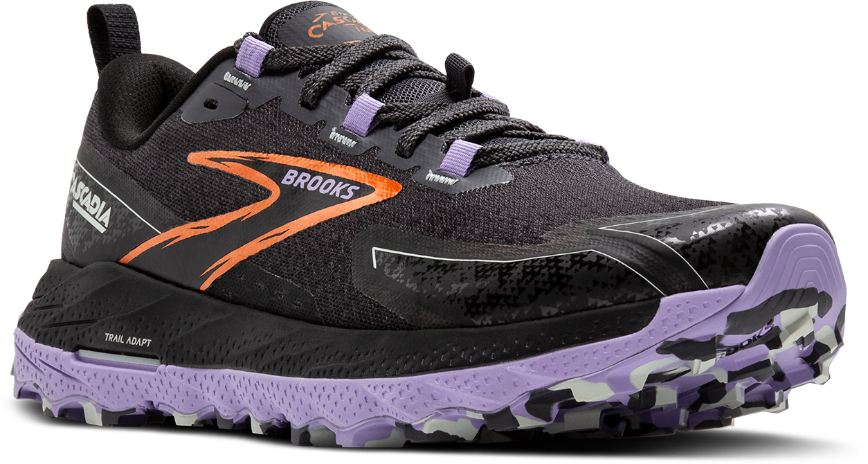 Women's Cascadia 18 WIDE Trail Running Shoes - Size 048 in Ebony/Sweet Lavender/Copper | Lightweight Hiking & Outdoor Walking Shoes for Women | Perfect for Trail Running, Hiking & Outdoor Adventures
