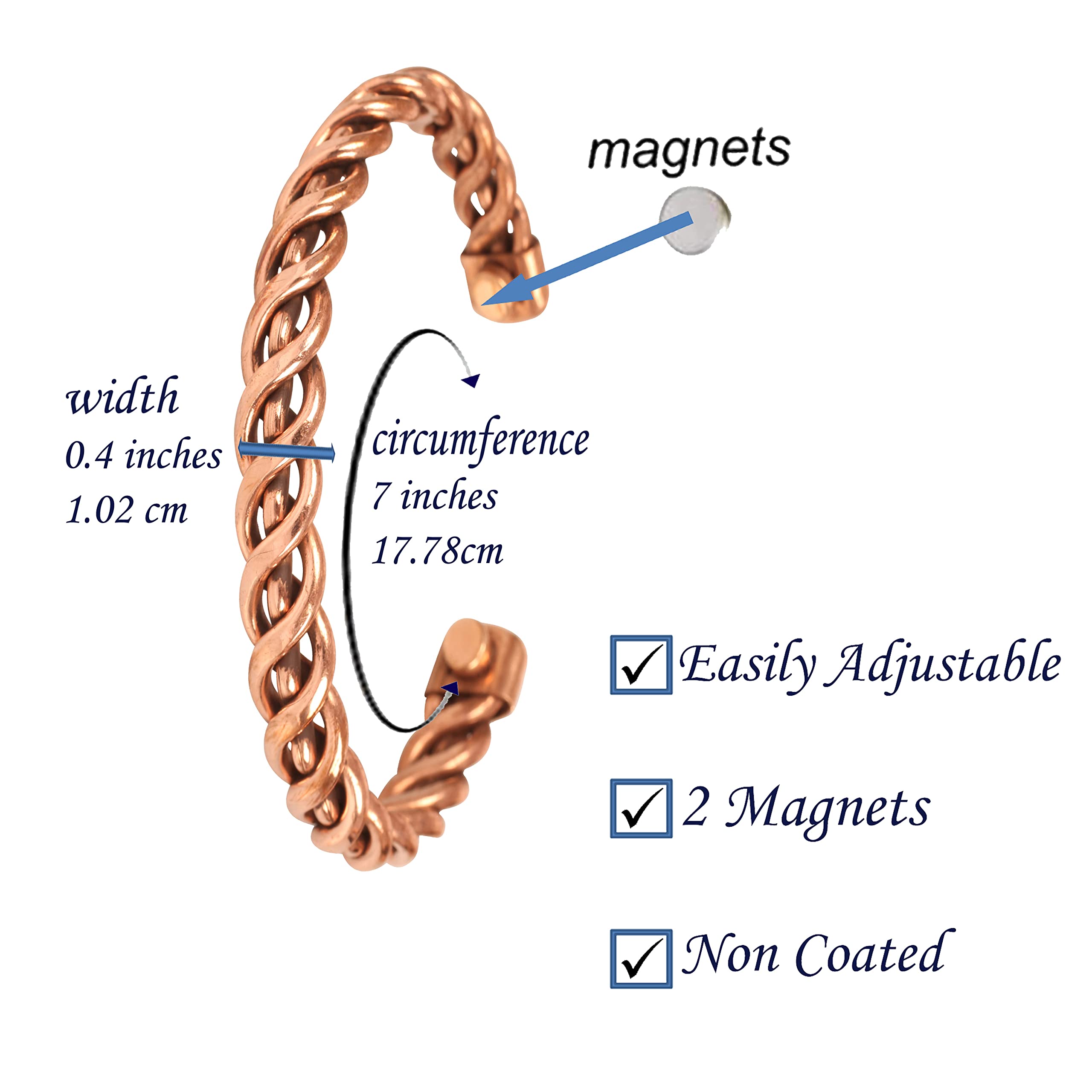 Touchstone Tibetan Style Copper Bracelet - Hand Forged Solid High Gauge Copper Cuff Jewelry for Women & Men - Multiple Design Options - Perfect for Yoga, Meditation & Spiritual Healing