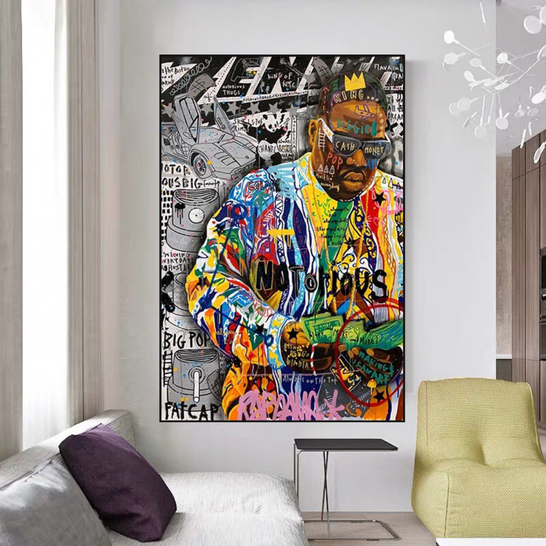 Biggie Smalls Canvas Wall Art - Iconic Rapper Painting - Hip Hop Decor for Living Room, Bedroom & Office