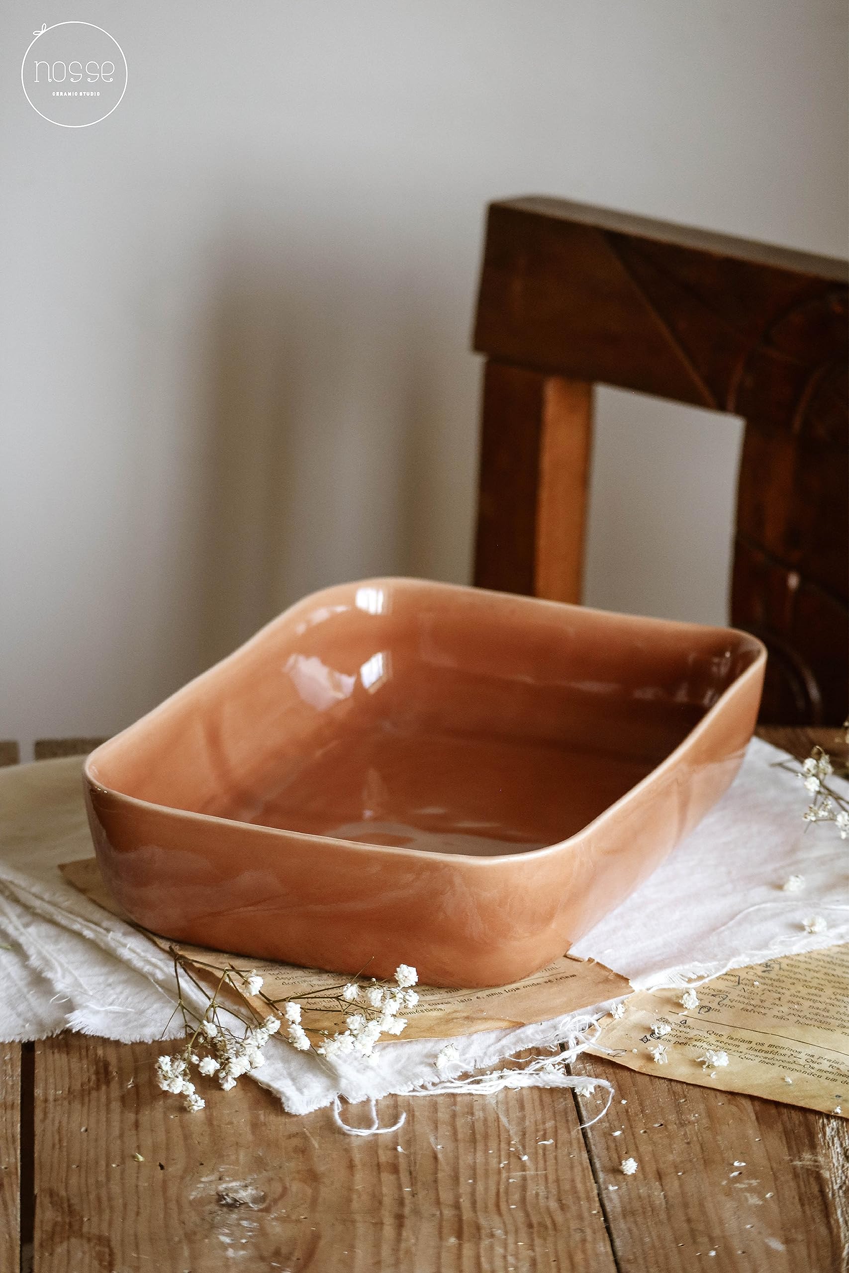 Fortessa Nosse Svelte Stoneware 3-Piece Bakeware Set - Terracotta Baking Dishes for Casseroles, Pies & Bread | Perfect for Home Cooking & Holiday Meals