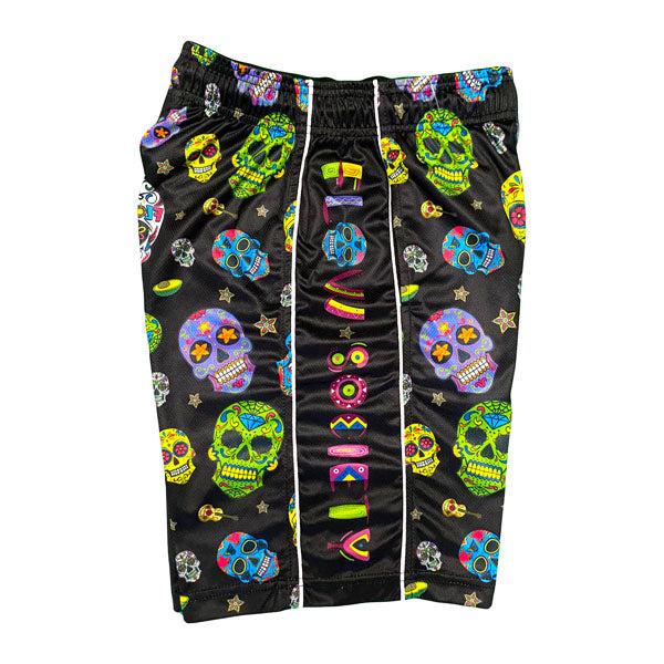 Boys' Halloween Sugar Skull Print Shorts - Trendy Casual Short Pants for Kids - Perfect for Costume Parties, Trick or Treating & Everyday Wear
