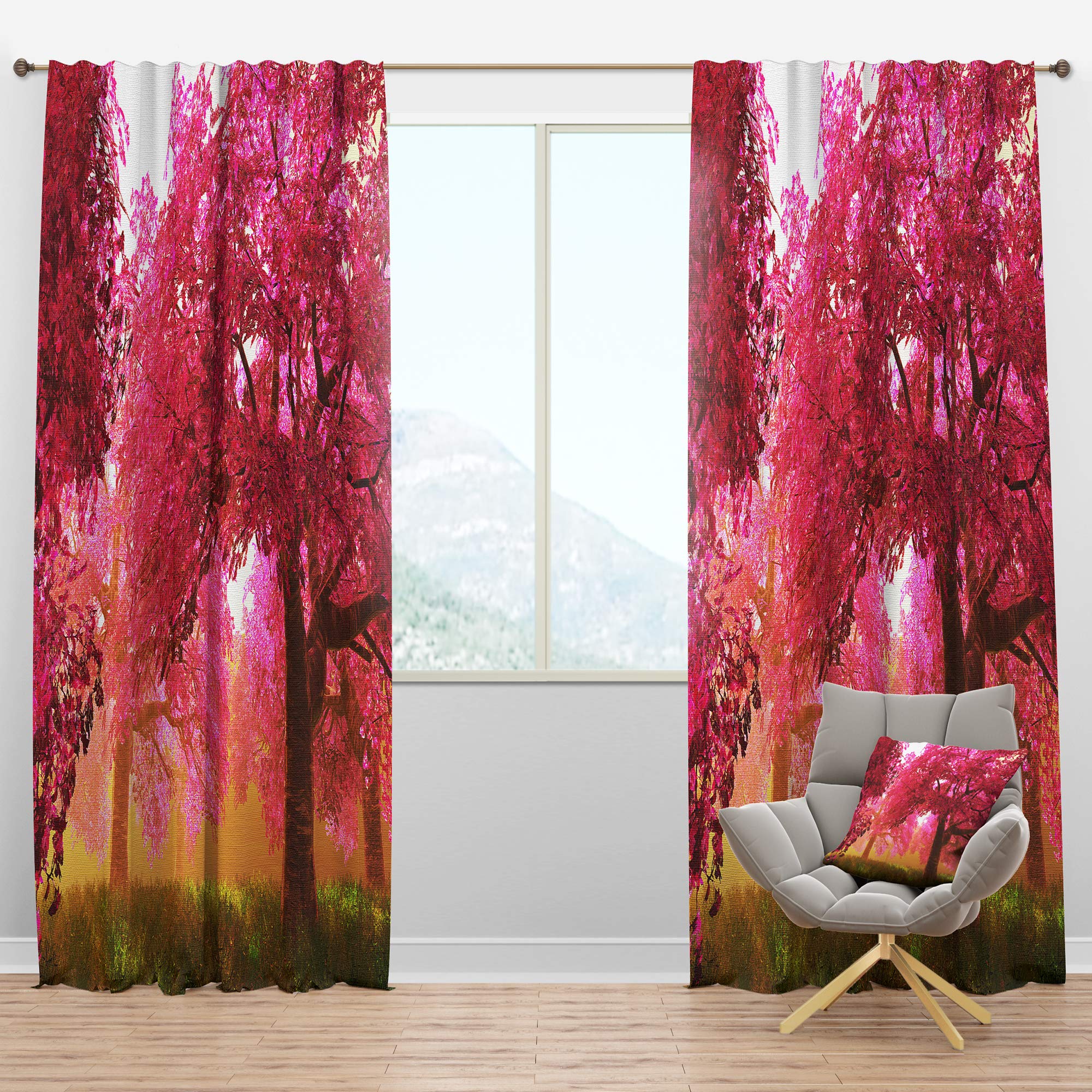 DesignQ Blackout Curtains 'Mysterious Red Cherry Blossoms' - Thermal Insulated Single Panel Window Drapes (52x108 inches) for Bedroom & Living Room - Perfect for Light Blocking, Privacy & Temperature Control