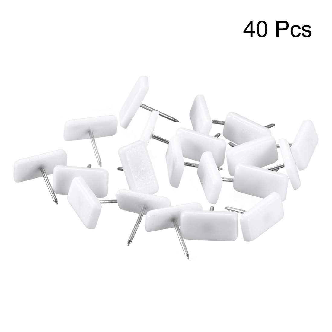 uxcell 19mm x 10mm White Plastic Furniture Glide Nails - 40pcs Square Chair & Table Leg Protectors for Hardwood Floors & Tile Surfaces | Prevents Scratches & Noise