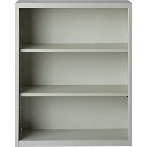 Lorell LLR41283 Fortress Series Steel Bookcase - Light Gray Office Storage Cabinet, 34.5