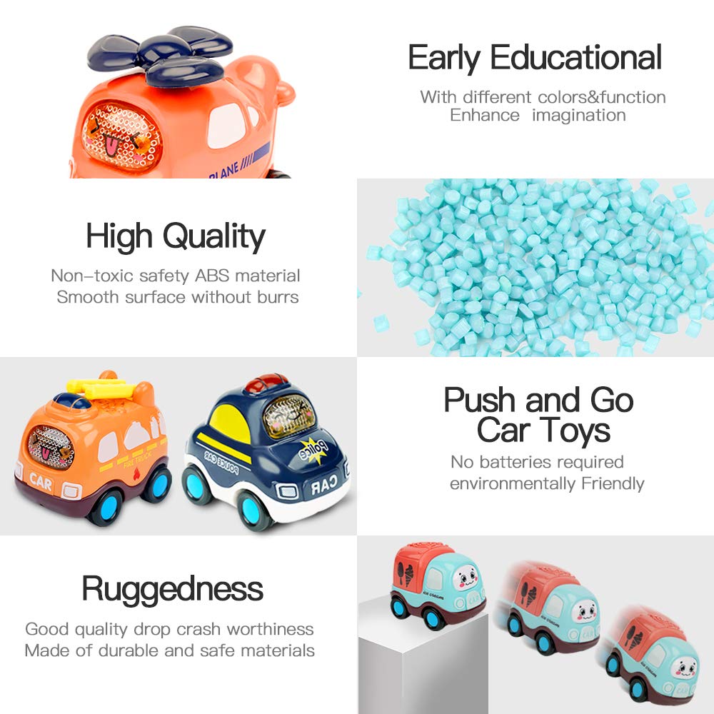 7-Piece Push and Go Cars Toy Set with Play Mat & Storage Bag - Early Educational Baby Toy for 1 2 3 Year Old Boys & Girls | Perfect Toddler Birthday Gift for Indoor Play, Learning & Development