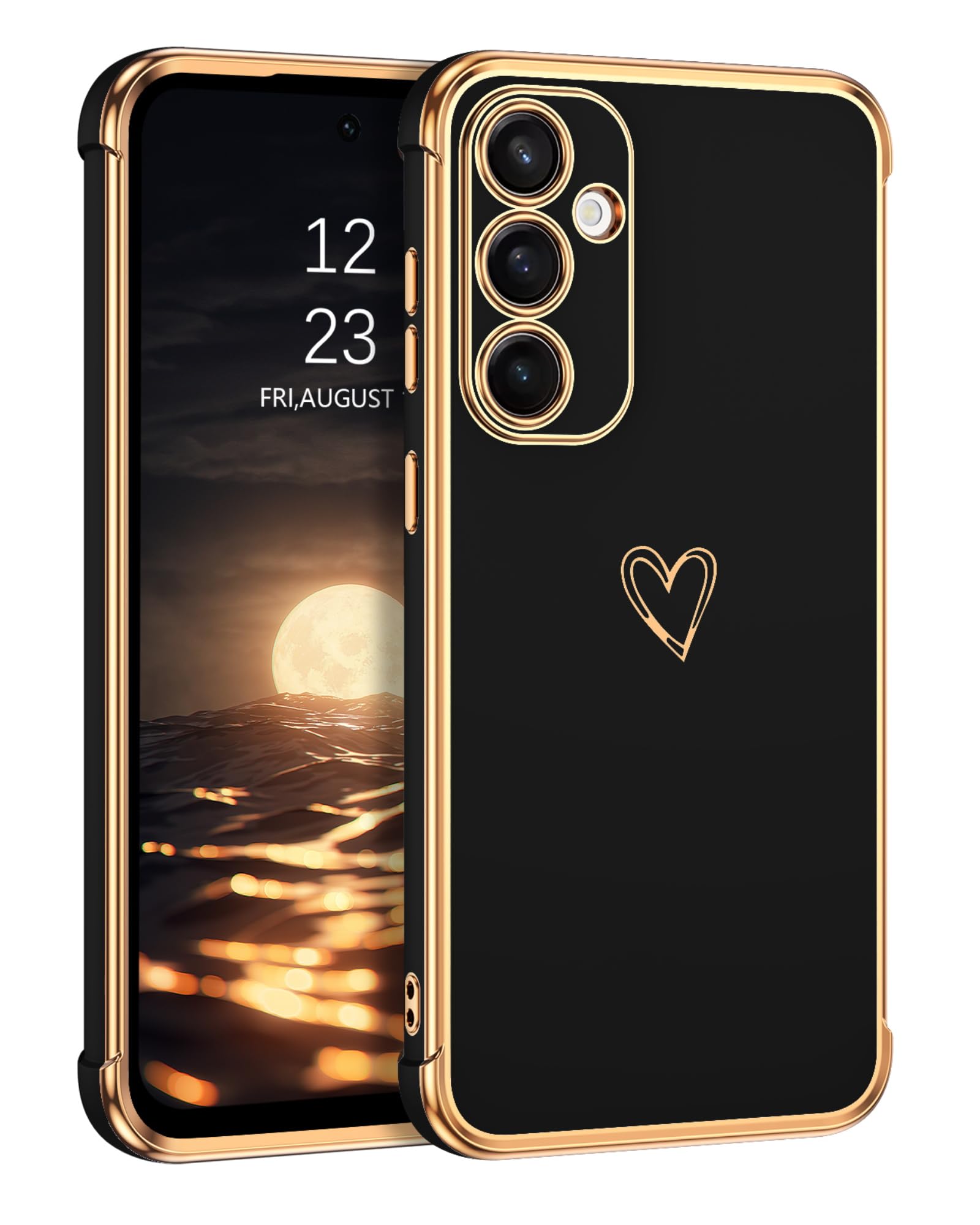 Samsung Galaxy S24 Case - Cute Heart Pattern Soft TPU Cover with Shockproof Protection | Slim & Durable Phone Case for Samsung S24 (Black) | Perfect for Daily Use, Work, and Travel