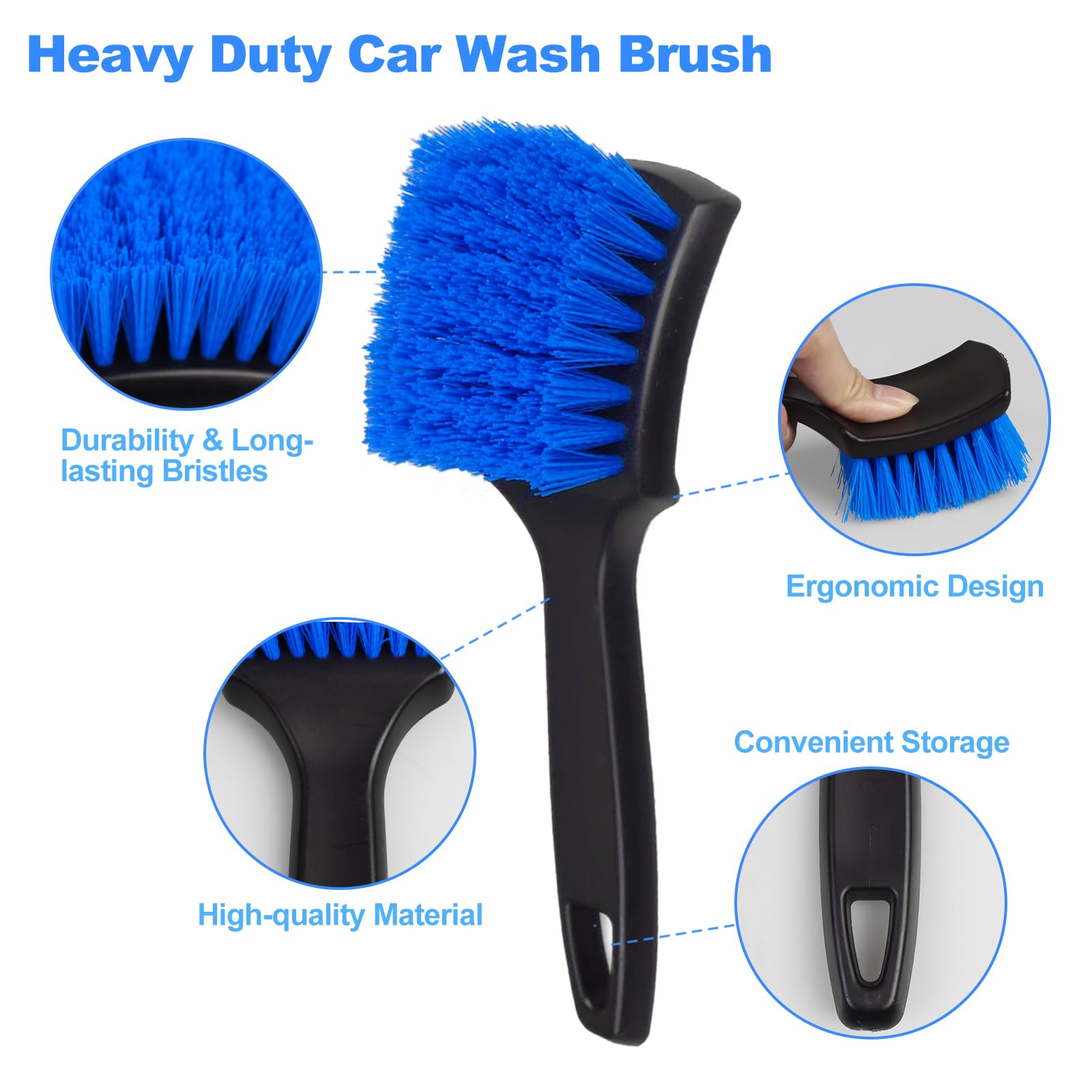 NIKCOSMK Wheel Brush Set - Bendable & Durable Car Wheel, Rim & Tire Cleaning Brushes for Auto Detailing | Perfect for Deep Cleaning Alloy Wheels, Hubcaps & Brake Dust Removal
