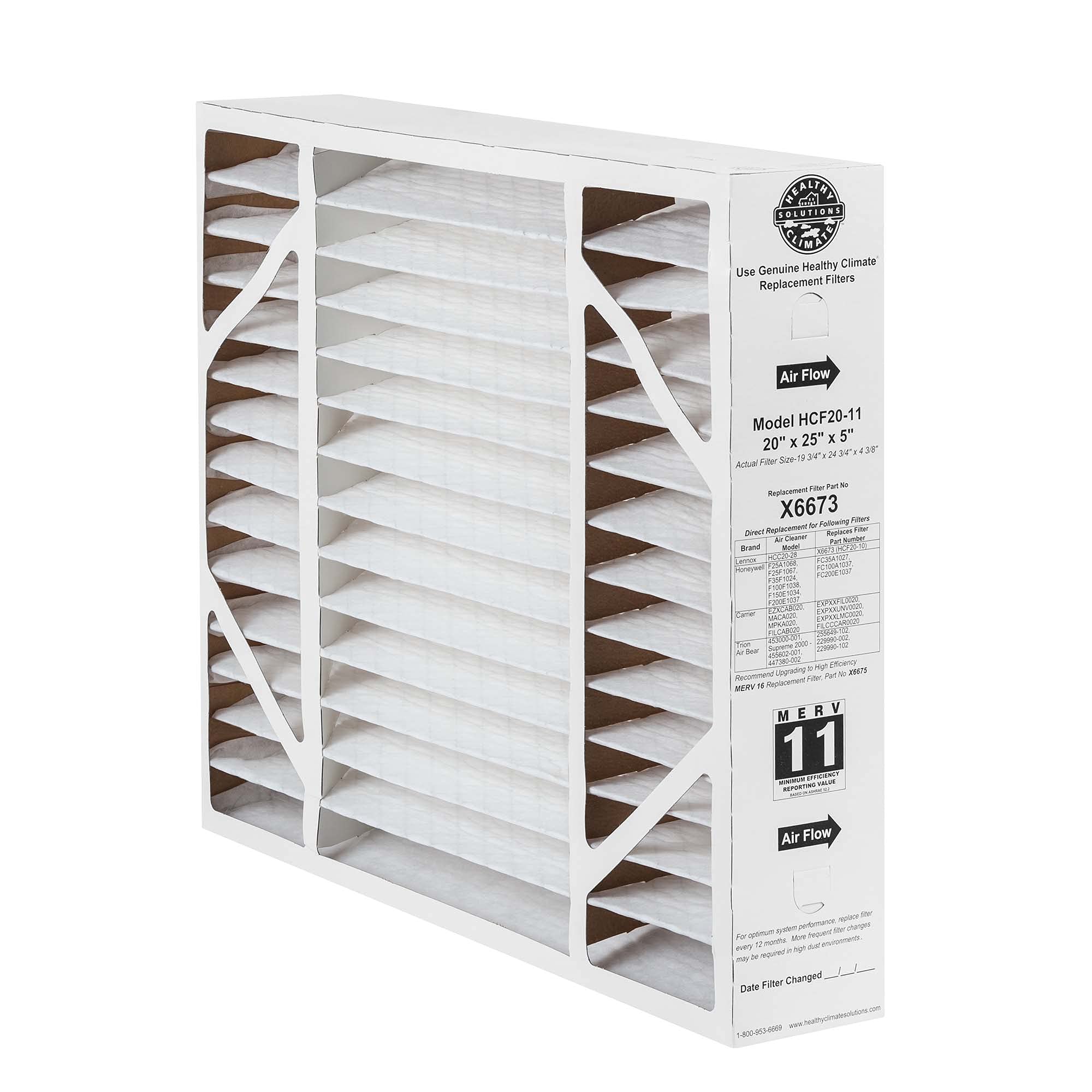 Lennox x0586 BMAC-20C MERV 11 Air Filter 20x25x5 Inches - Replacement HVAC Filter for Healthy Air Purification Systems | Improves Indoor Air Quality in Homes & Offices