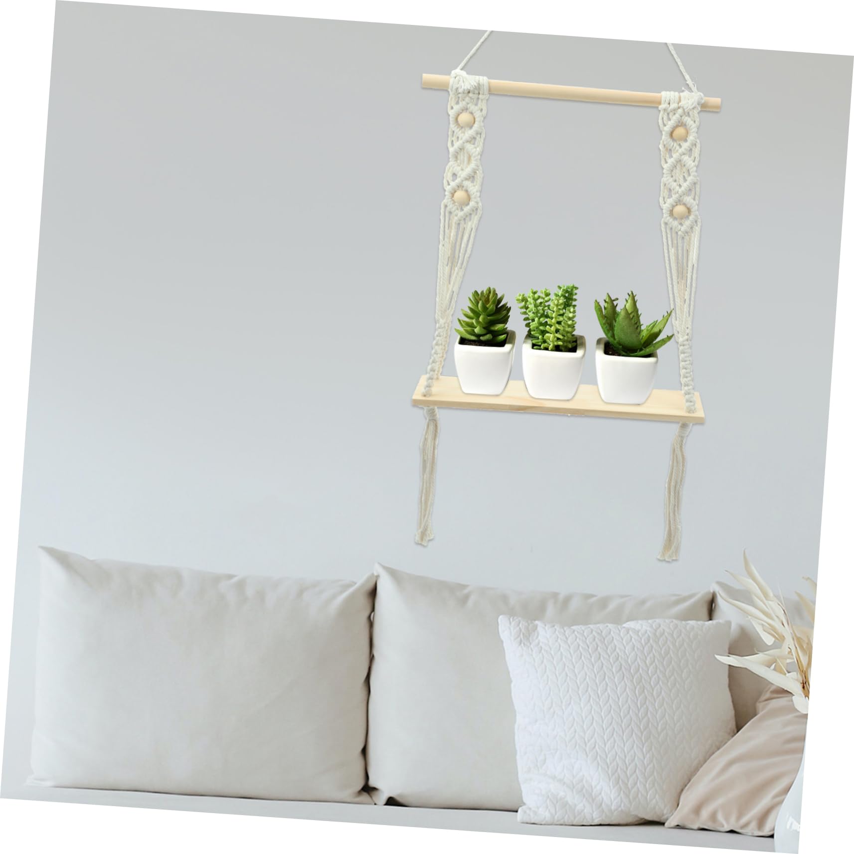 WATIIFUFU Wooden Wall Shelf Set - Rustic Floating Shelves for Home Decor, Hanging Plant Shelf, Wall Mounted Storage - Perfect for Living Room, Bedroom, Bathroom & Office Organization