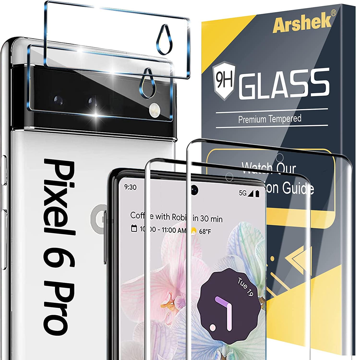 Arshek 9H Tempered Glass Screen Protector for Samsung Galaxy S22 5G - HD Clear, Anti-Scratch, Bubble-Free Installation - Perfect for Work, Travel & Everyday Protection