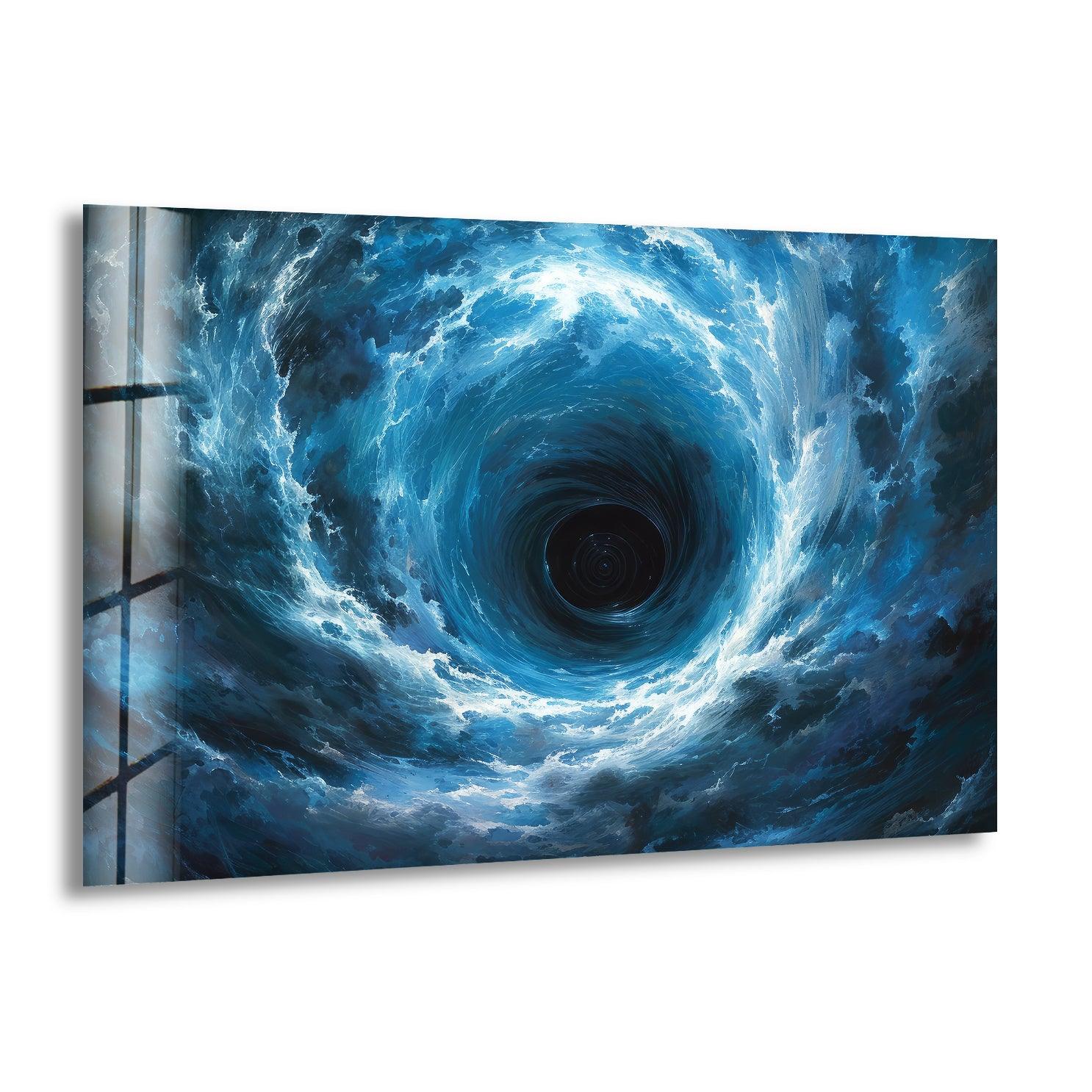 Blue Vortex Glass Wall Art - Handcrafted Modern Home Decor for Living Room, Bedroom & Office - Stunning 3D Glass Sculpture for Unique Interior Design