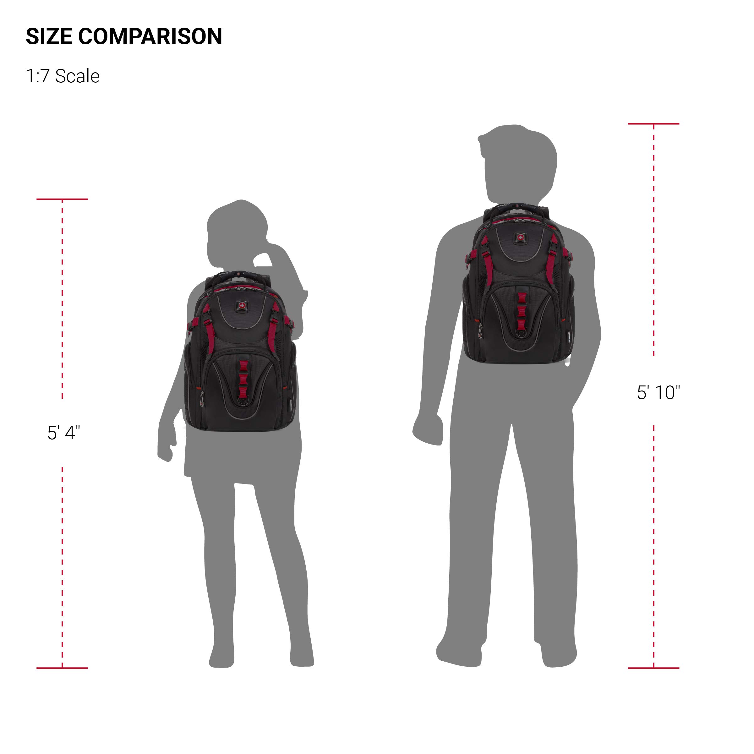 Wenger Maxxum Laptop Backpack for 16 Inch Laptop - Durable Unisex Computer Bag with Padded Compartment (Black/Red) - Perfect for Work, Travel & College