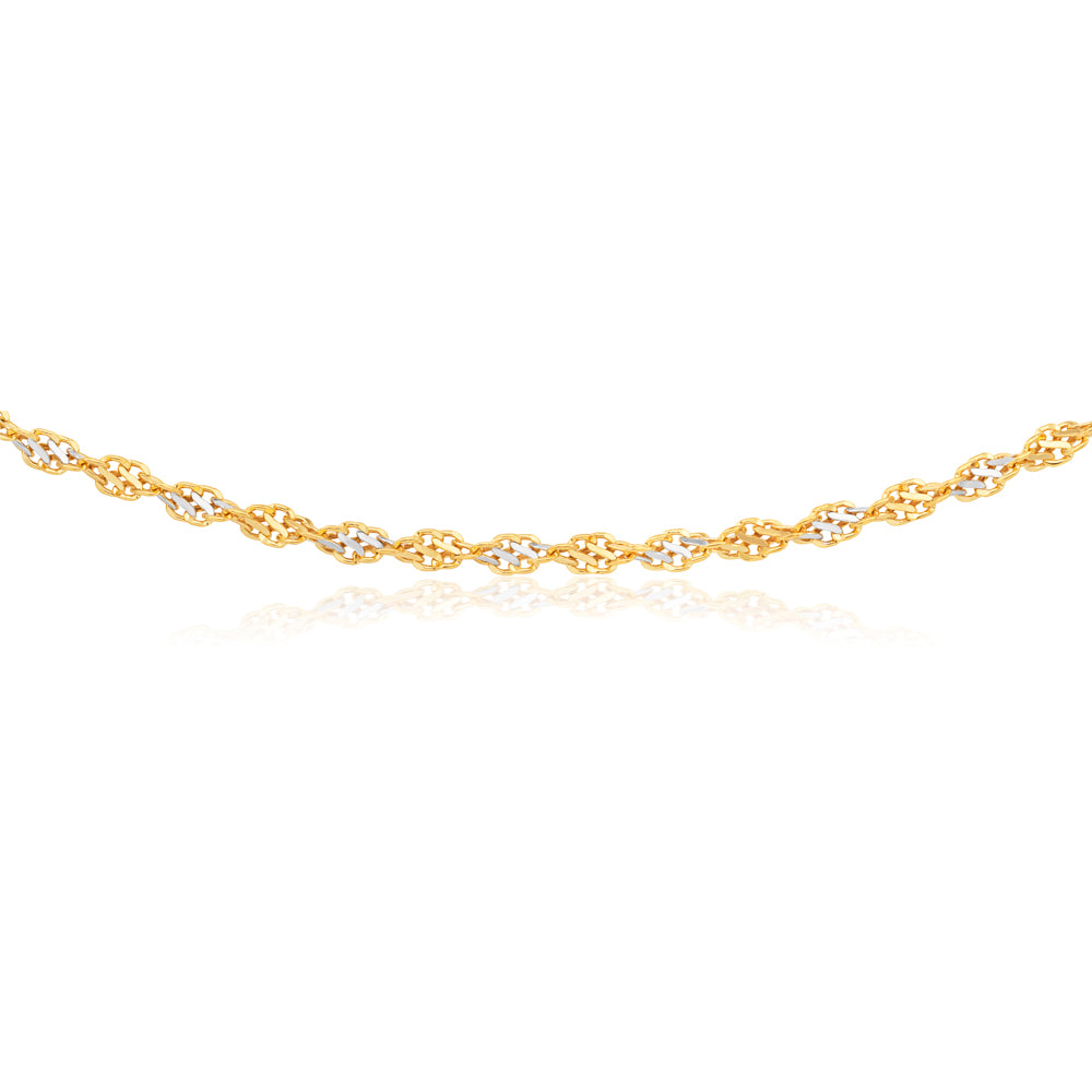 9ct Two Tone Gold Filled 45cm Singapore Link Chain Necklace - Elegant Jewelry for Women, Gift for Her - Perfect for Weddings, Parties & Everyday Wear