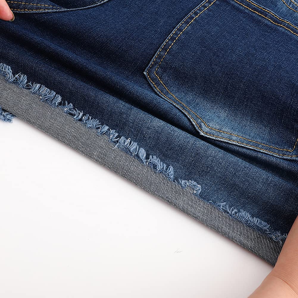 THUNDER STAR Women's Ripped Denim Shorts - Mid Rise Stretch Jean Shorts with Frayed Raw Hem | Perfect for Summer Outfits, Casual Wear & Street Style Fashion