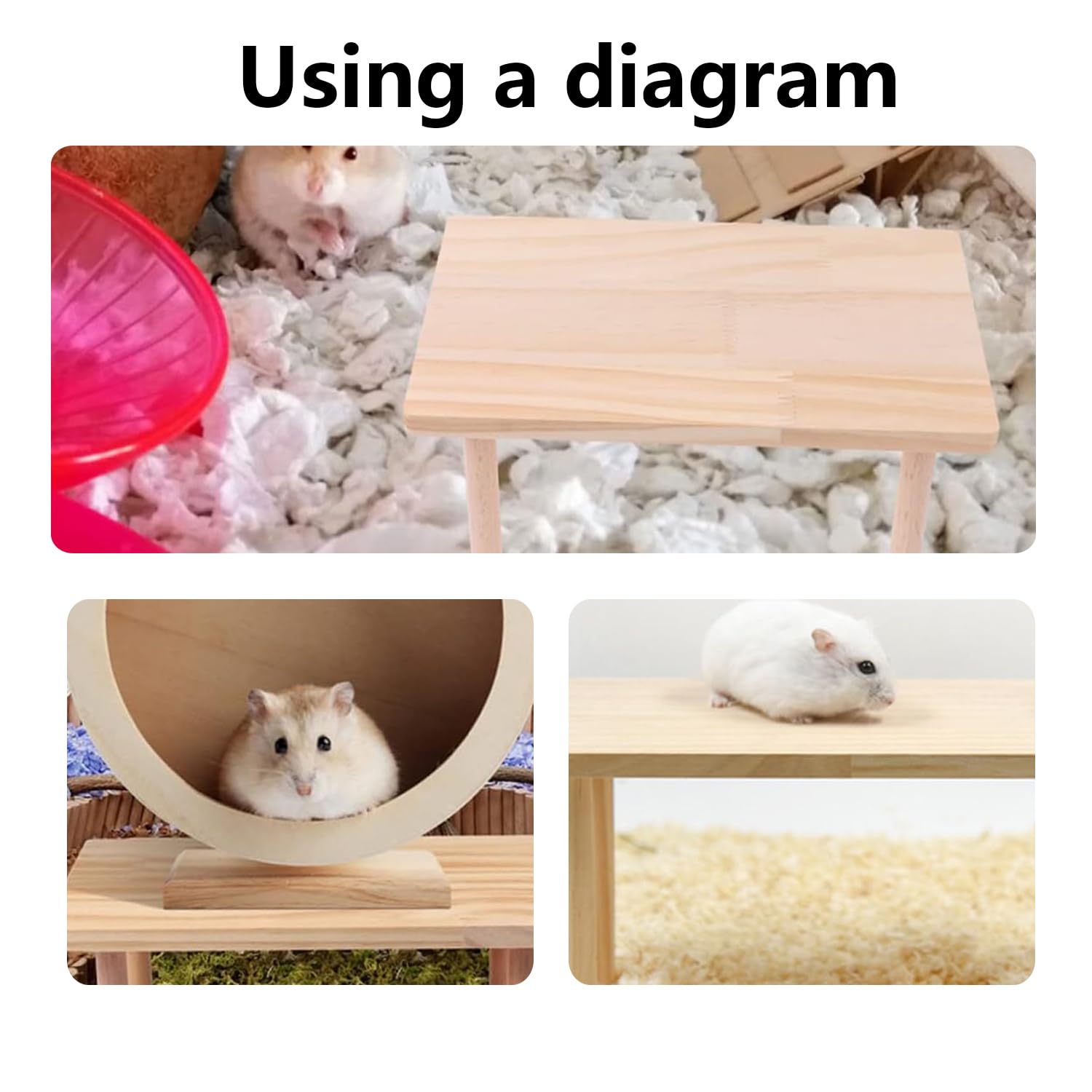 1 Pcs Natural Wooden Hamster Platform - Small Animal Resting Area & Cage Accessory for Hamsters, Mice, Gerbils - Perfect for Climbing, Playing & Sleeping in Pet Cages