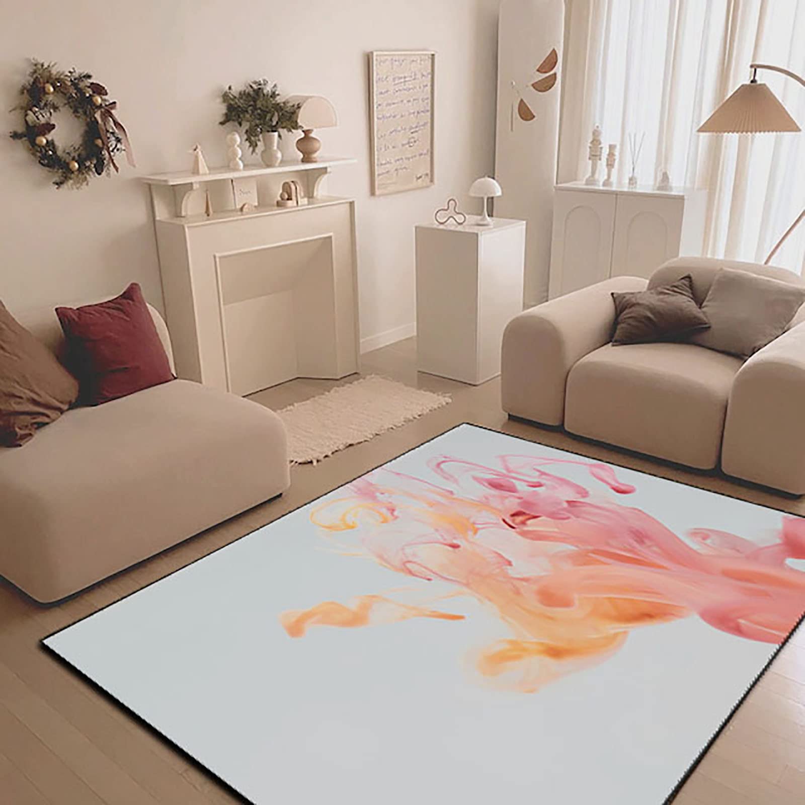 Modern Abstract Area Rug - Soft Machine Washable & Durable 4x5ft Non-Slip Living Room Rug for Bedroom, Office, Dining Room - Perfect for Kids Rooms & Home Decor