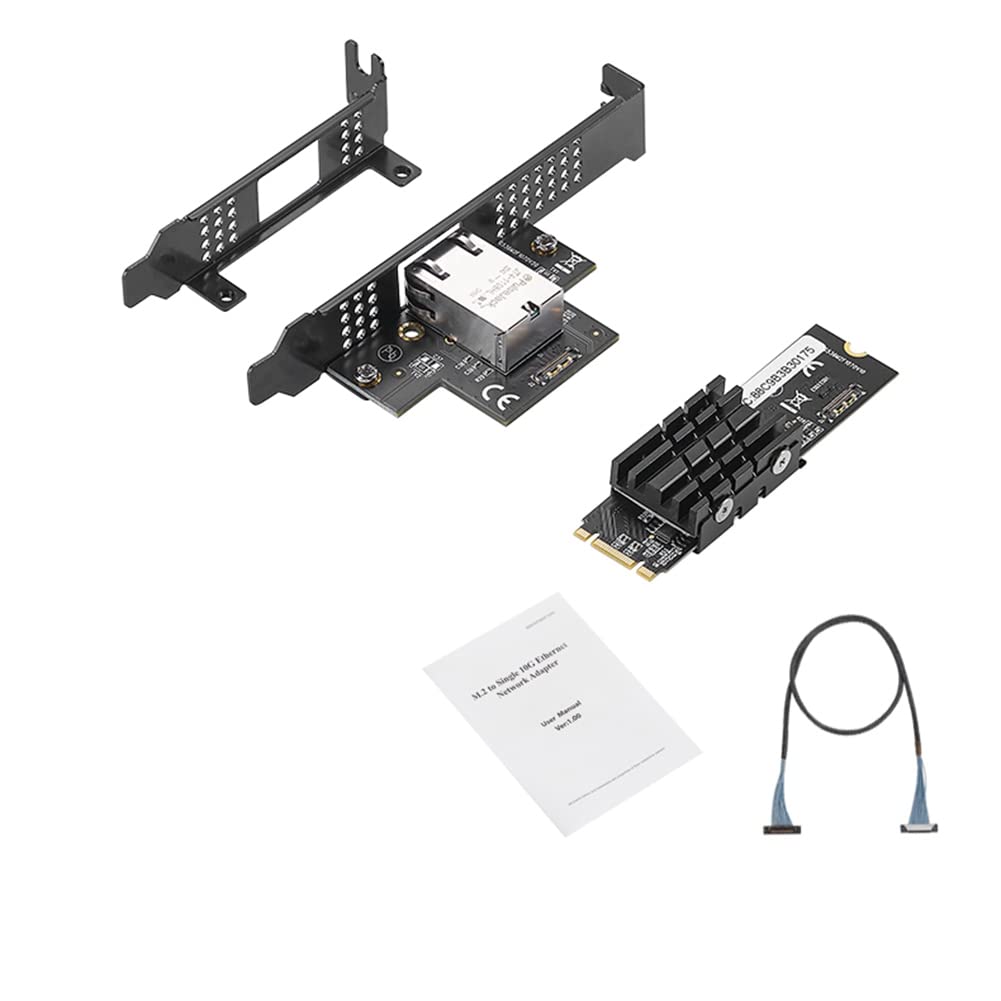 10Gbps Ethernet Network Card - LAUGHERER 1-Port RJ45 PCIe Adapter with AQC107 Chip, Compatible with M.2 B Key & M Key (10G/2.5G/1G) for High-Speed LAN Connectivity - Ideal for Gaming, Server Upgrades & 4K Streaming