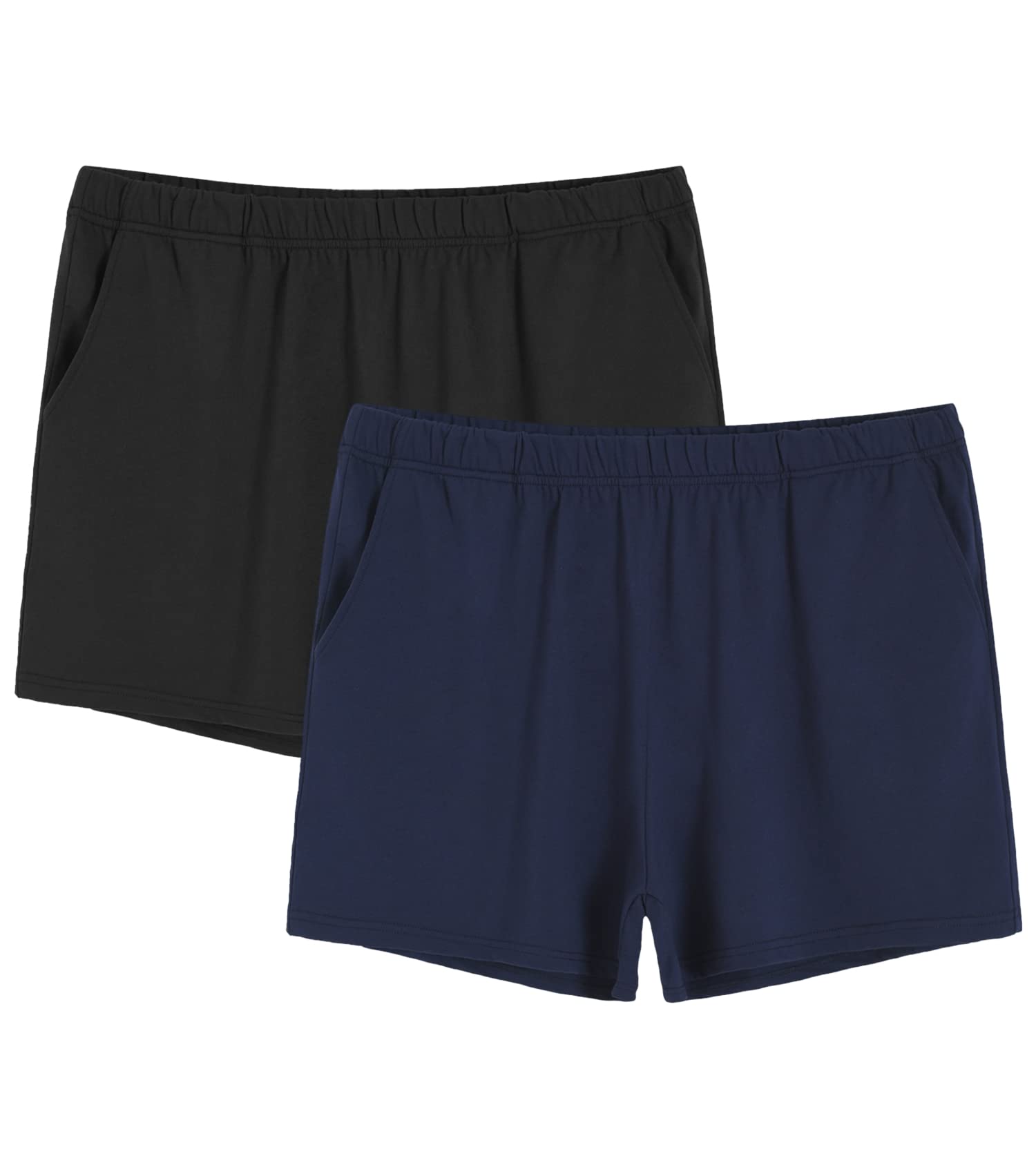 Women's Plus Size Lounge Shorts - Soft Cotton Sleep Shorts 2 Pack - Comfortable Pajama Shorts for Relaxing at Home, Sleeping & Vacation