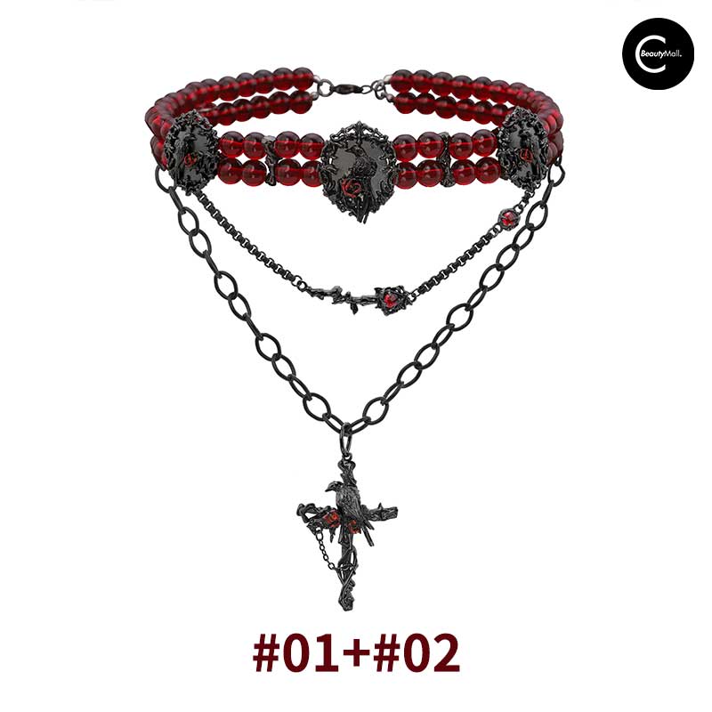 Gothic A Part Of Me Raven Muse Layered Choker Necklace for Women - Elegant Layered Chain Jewelry for Halloween, Cosplay & Dark Fashion