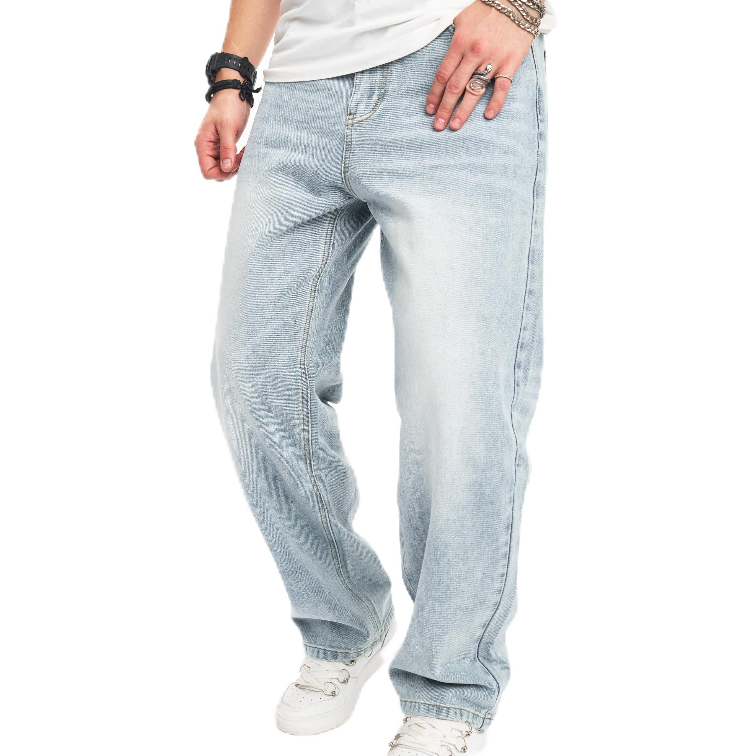 WEIBUMAOYI Men's Wide-Leg Jeans - Straight Leg Carpenter Denim Pants for Work & Casual Wear - Loose Fit Comfortable Trousers for Outdoor Activities and Daily Fashion