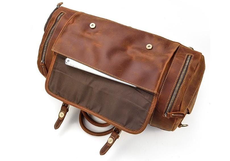 Premium Brown Leather Weekender Bag - Stylish Travel Duffel for Men & Women - Perfect for Weekend Getaways, Business Trips & Gym Essentials