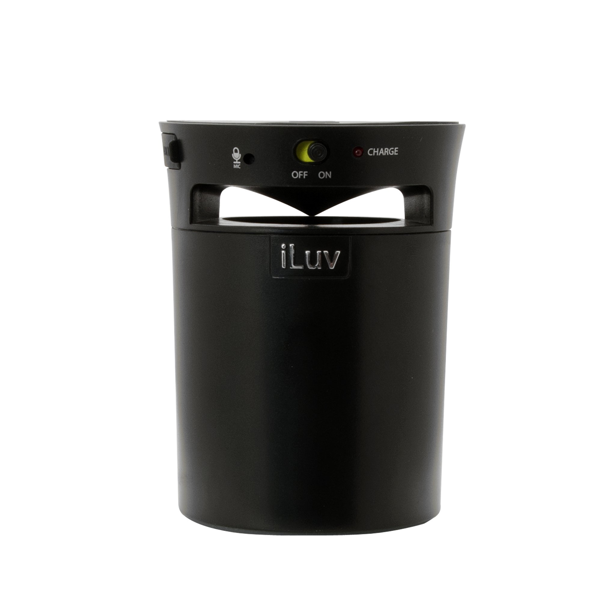 iLuv MobiCup Splash-Resistant Wireless Bluetooth Speaker with Built-in Mic | Portable Speakerphone for Kindle, Tablet, Smartphone & Laptop | Perfect for Outdoor, Poolside & Home Use (Black)