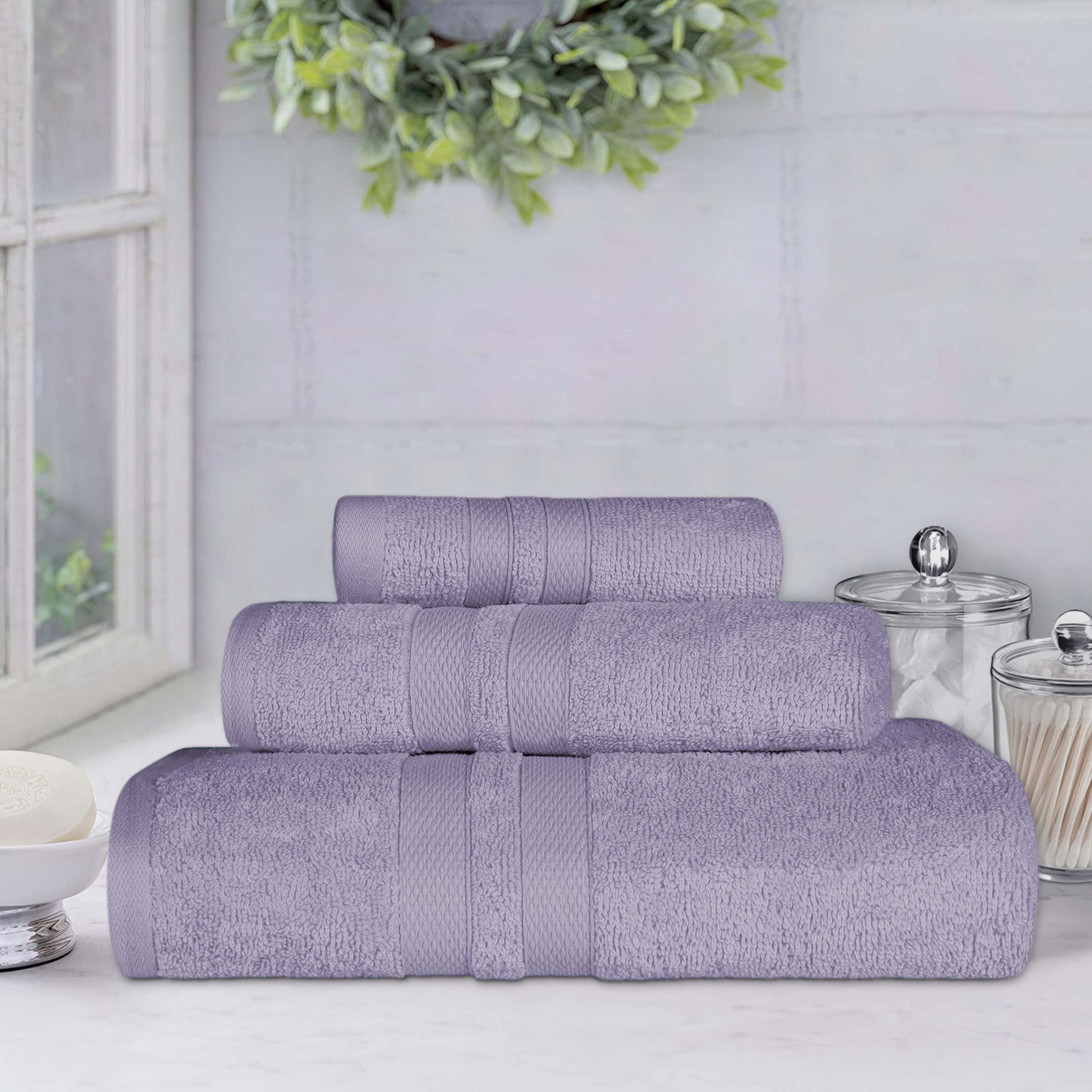 Ultra Soft Cotton Absorbent Bath Towel Set - 3 Piece Solid Color Towels for Bathroom, Spa, Gym & Beach | Quick Drying & Highly Absorbent