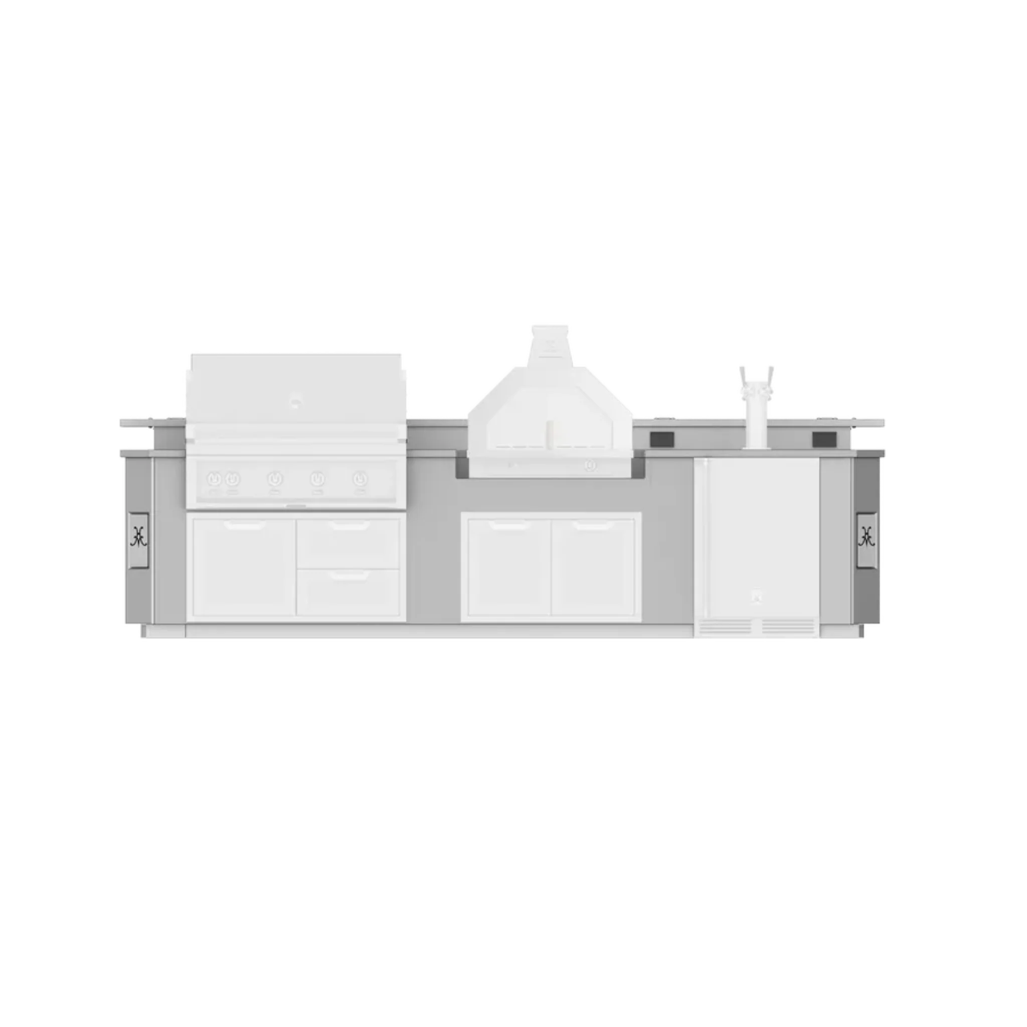 Hestan GESC12 12 Ft. GE Series Kitchen Island with Pizza Oven Cutout - Perfect for Outdoor Cooking & Entertaining