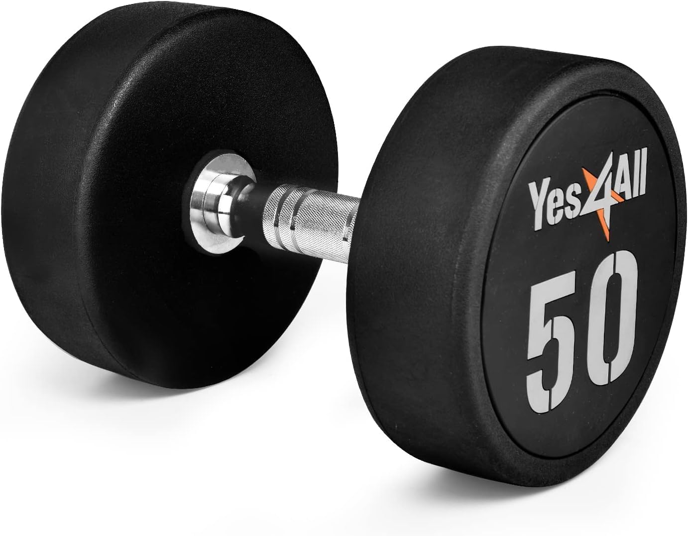 Yes4All Urethane Dumbbells 5-50LBS with Anti-Slip Knurled Handle for Strength Training & Muscle Building - Sold Individually - Perfect for Home Gym, CrossFit & Weightlifting Workouts