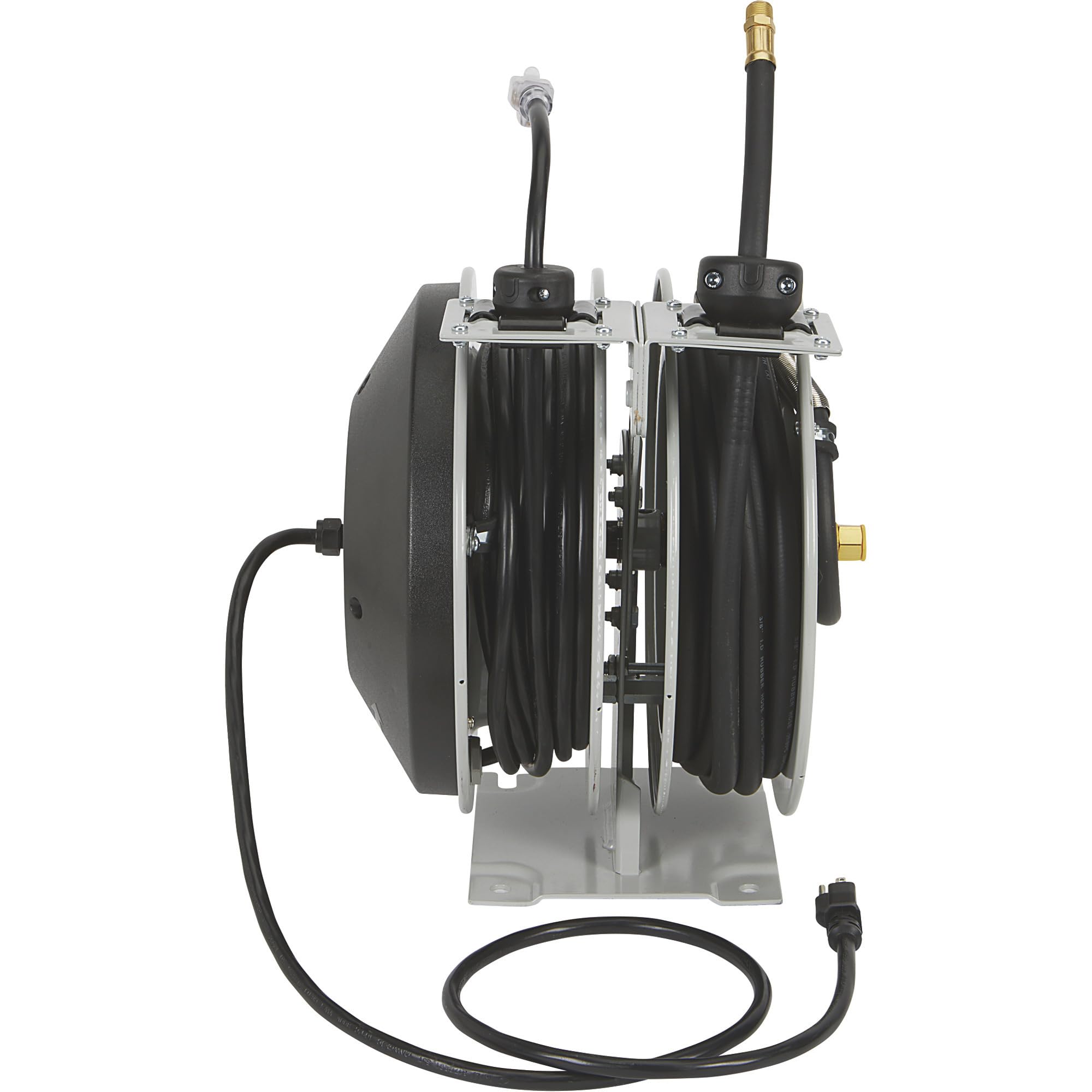 Klutch Combo Air and Electric Hose Reel - Heavy Duty Retractable Hose Storage for Garage, Workshop & Outdoor Use