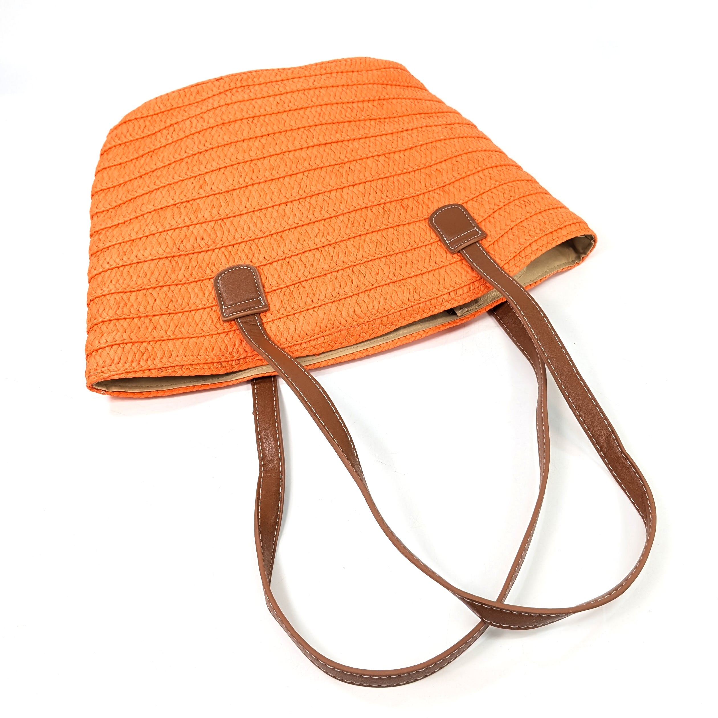 Stylish Straw Shoulder Bag for Women - Trendy Orange Woven Handbag for Summer, Beach, and Casual Outings