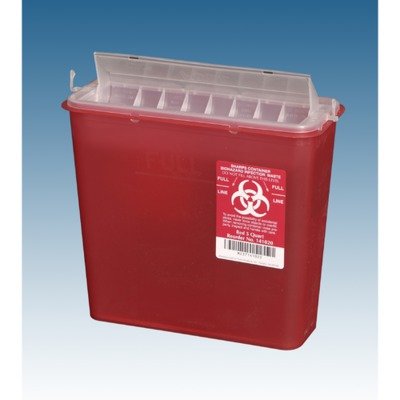 Plasti-Products 5 Quart Clear Sharps Container - Medical Waste Disposal Solution for Needles, Lancets & Syringes | Safe & Durable for Clinics, Hospitals & Home Use