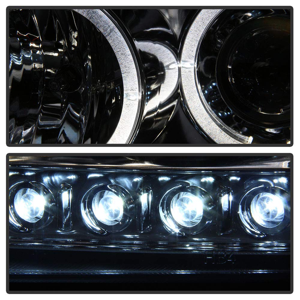 ACANII LED Halo Chrome Projector Headlights Assembly for 2006-2010 Dodge Charger - Durable Replacement Headlamps with Halo Rings (Driver & Passenger Side) - Upgrade Your Night Driving Visibility & Style