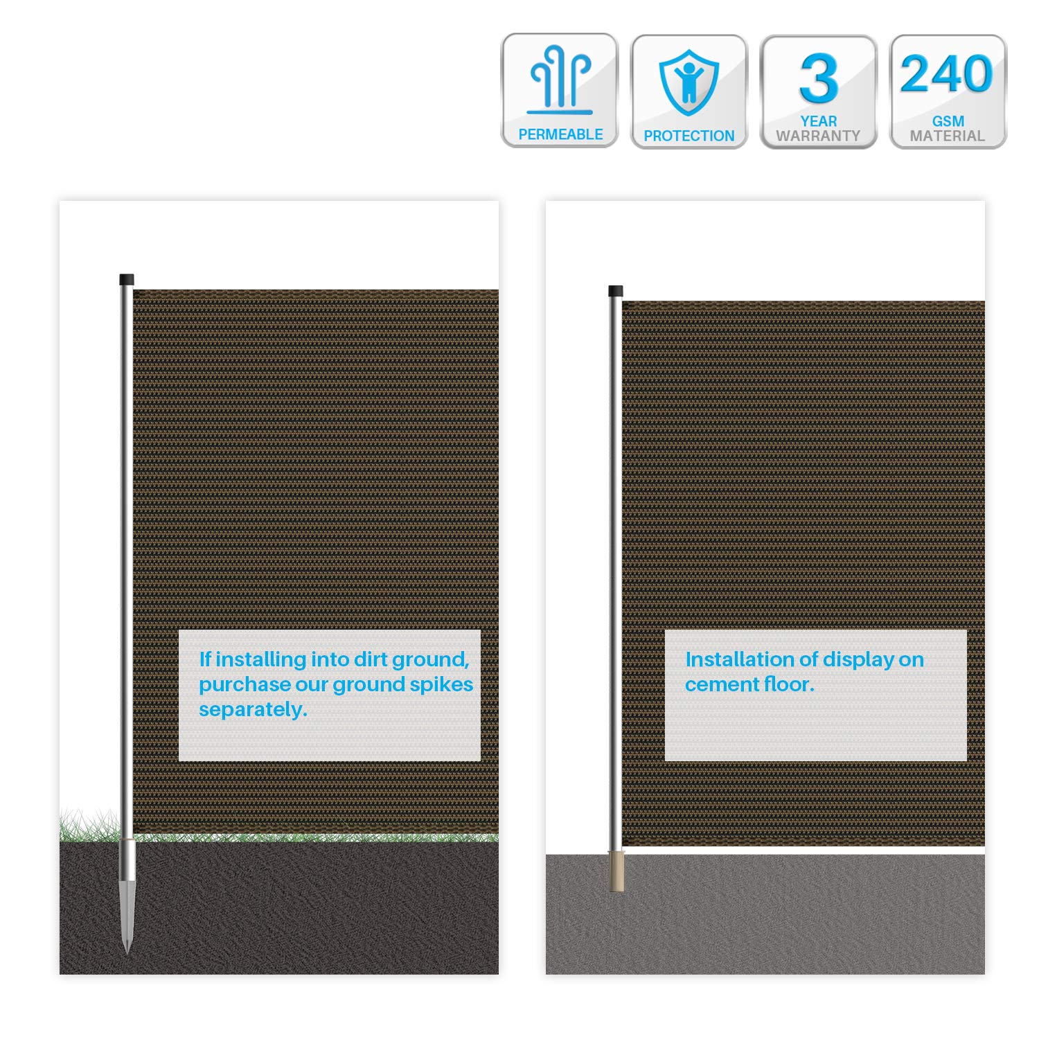 4'x16' Brown Removable Outdoor Privacy Screen & Pool Safety Fence - Heavy Duty Barrier for Inground Pools, Deck, Backyard, Patio | Perfect for Family Protection, Pet Safety & Creating Private Outdoor Spaces