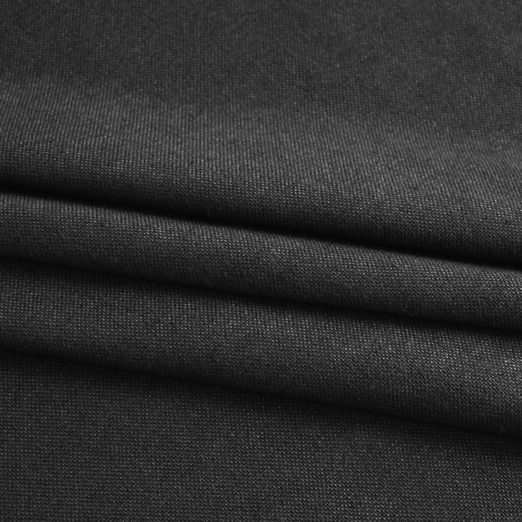 UPOPO 18 Inch Black Linen Textured Valance Curtain - Rod Pocket Window Topper for Kitchen, Living Room, Bedroom - 1 Panel 54