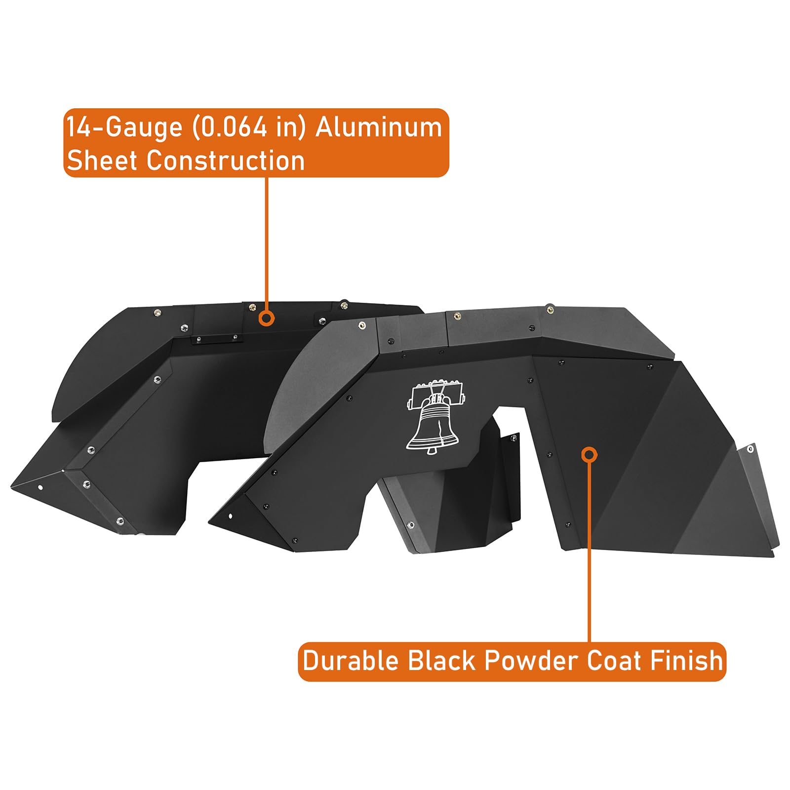 Hooke Road Jeep Wrangler JK Front Inner Fender Liners (2007-2018) - Compatible with Sport, Sahara, Rubicon 2/4 Door Models | Durable Wheel Well Protection for Off-Road & Daily Driving