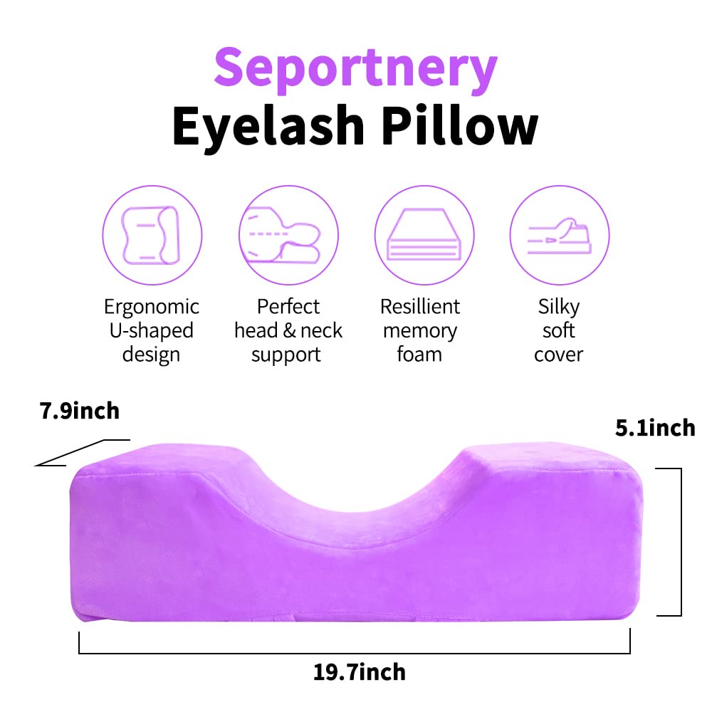 Professional Velvet Memory Foam Eyelash Extension Neck Pillow - Ergonomic Support for Lash Technicians & Clients, Beauty Salon Comfort (Purple) | Perfect for Lash Extensions, Microblading & Spa Treatments