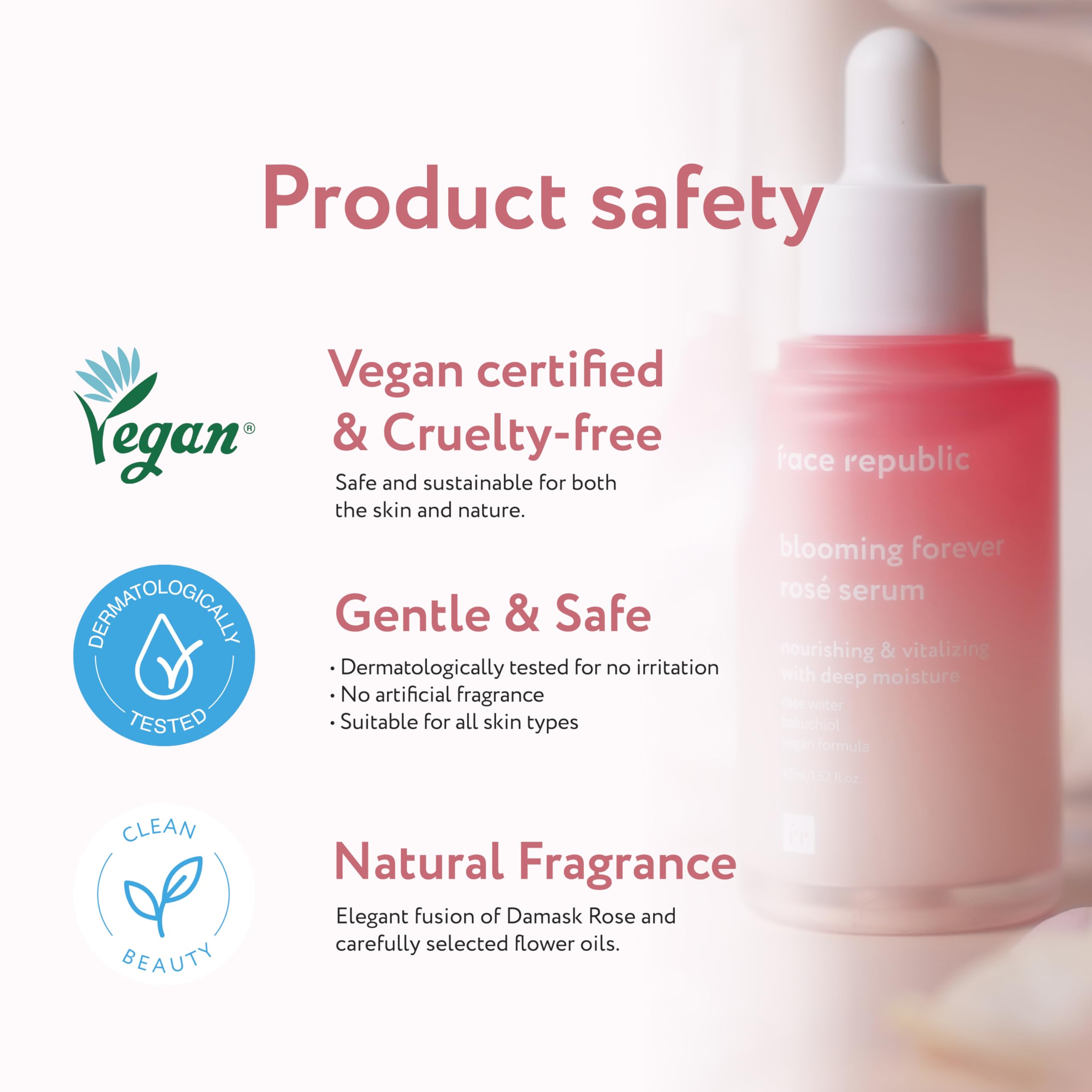Blooming Forever Rosé Serum 45ml - Vegan Korean Skincare for Wrinkle Care & Firm Skin | Daily Anti-Aging Routine