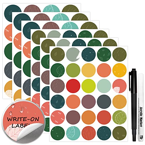 150pcs Waterproof Removable Round Sticker Labels for Bottles & Jars - 2 Sizes with Markers for Kitchen Storage, Food Containers, Canning Lids & Home Organization - Perfect for Pantry, Spice Jars, Freezer Bins & DIY Crafts