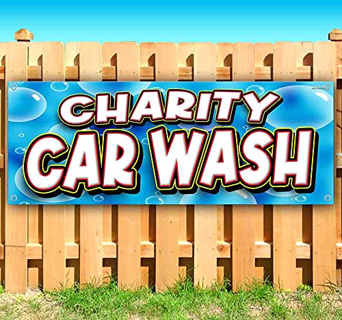 13 oz Heavy-Duty Vinyl Charity Car Wash Banner - Single-Sided with Metal Grommets | Waterproof & Durable for Fundraising Events, Car Wash Signs, and Outdoor Advertising