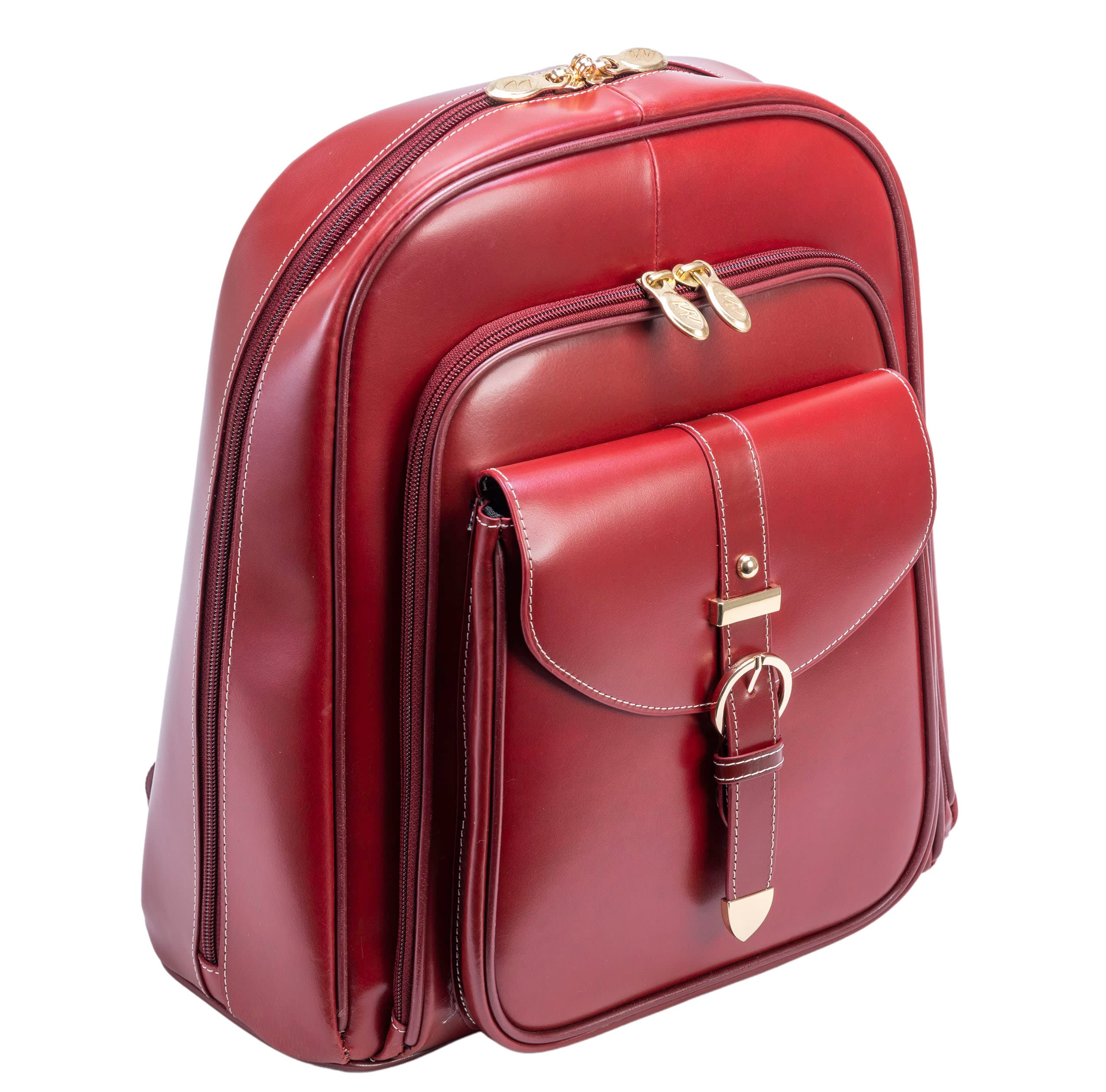Professional Women's Leather Laptop Backpack for Business - Small Red Tablet Bag for Work, Travel & Daily Commute
