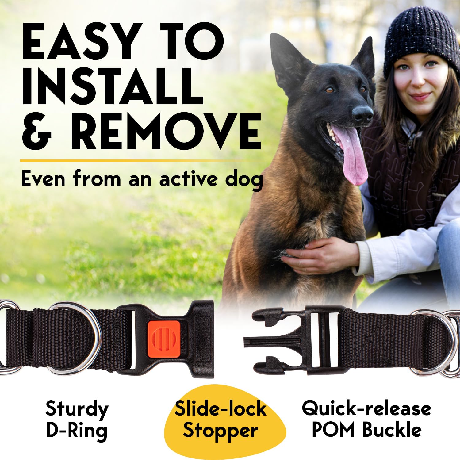 PetJett Prong Collar for Dogs - No Pull Training Collar, Adjustable Pinch Collar for Small Medium Large Breeds - Stainless Steel Choke Chain for Obedience & Walking - Perfect for Aggressive Pullers & Leash Training