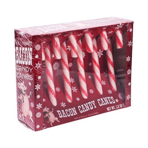 Bacon Flavored Candy Canes - Novelty Holiday Gifts (6-Pack Box) | Perfect for Christmas Stocking Stuffers & Office Party Gag Gifts
