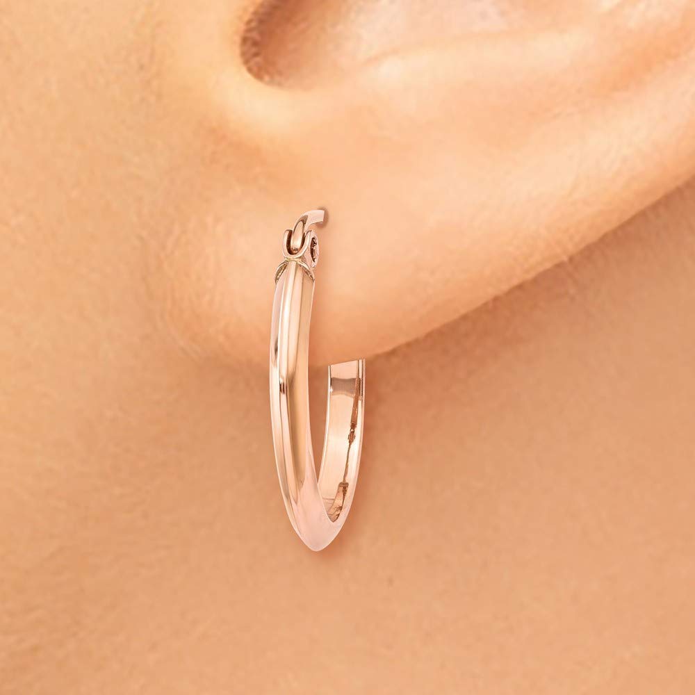 14K Rose Gold 2.5mm Knife Edge Hoop Earrings for Women - Dainty & Elegant Everyday Jewelry - Perfect for Work, Date Night & Special Occasions