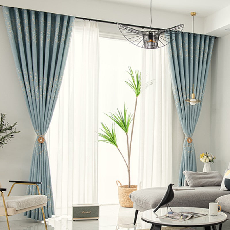Tinsley Rustic Jacquard Tree Print Blackout Custom Curtains for Living Room & Bedroom - Thermal Insulated Window Drapes for Home Decor