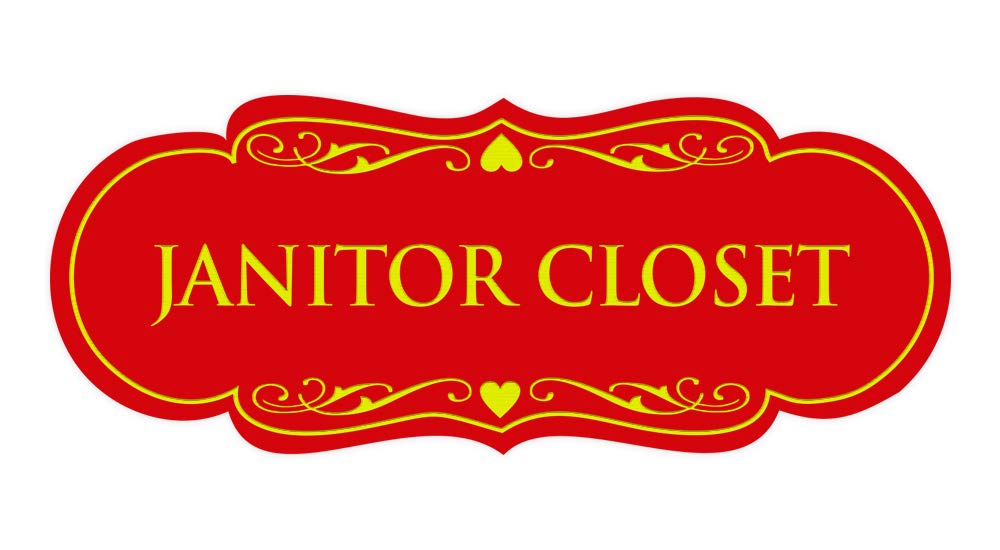 ByLITA Designer Janitors Closet Sign (Red/Yellow) - Large Safety Sign for Workplace, Warehouse & School - OSHA Compliant Hazard Warning Label